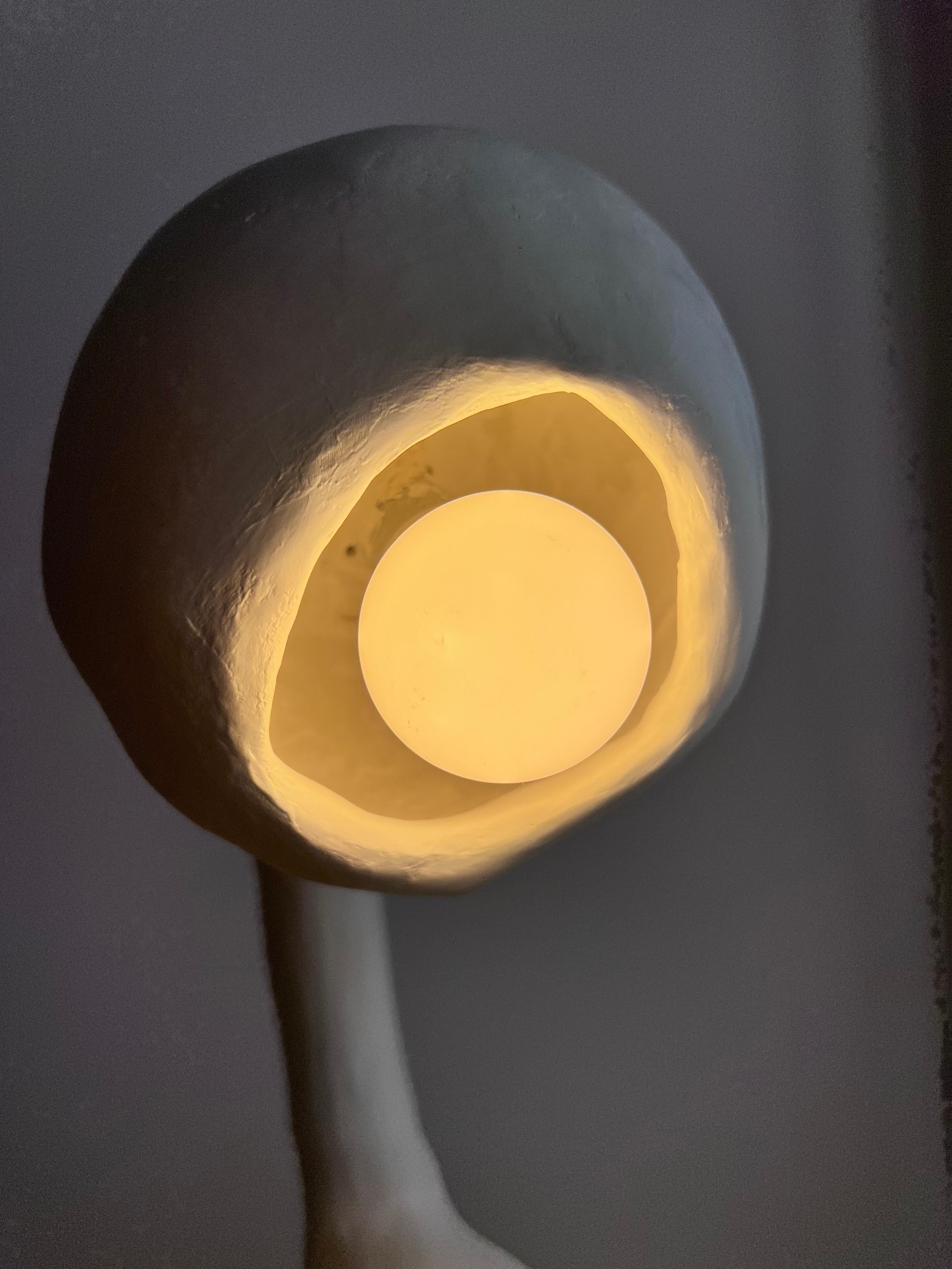 Hand-Crafted Biomorphic Line by Studio Chora, Accent Table Lamp, White Lime Plaster, In Stock