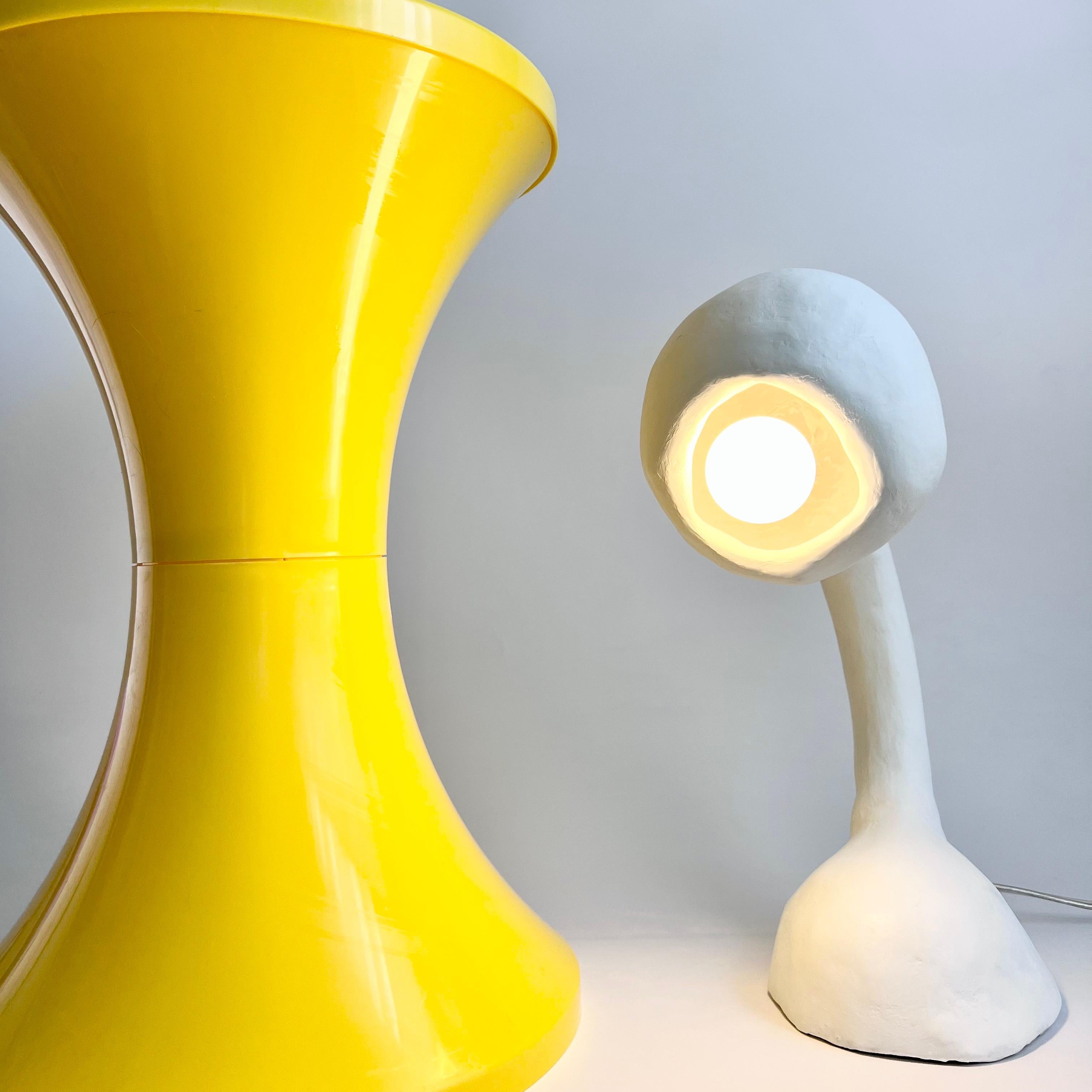 Contemporary Biomorphic Line by Studio Chora, Accent Table Lamp, White Lime Plaster, In Stock