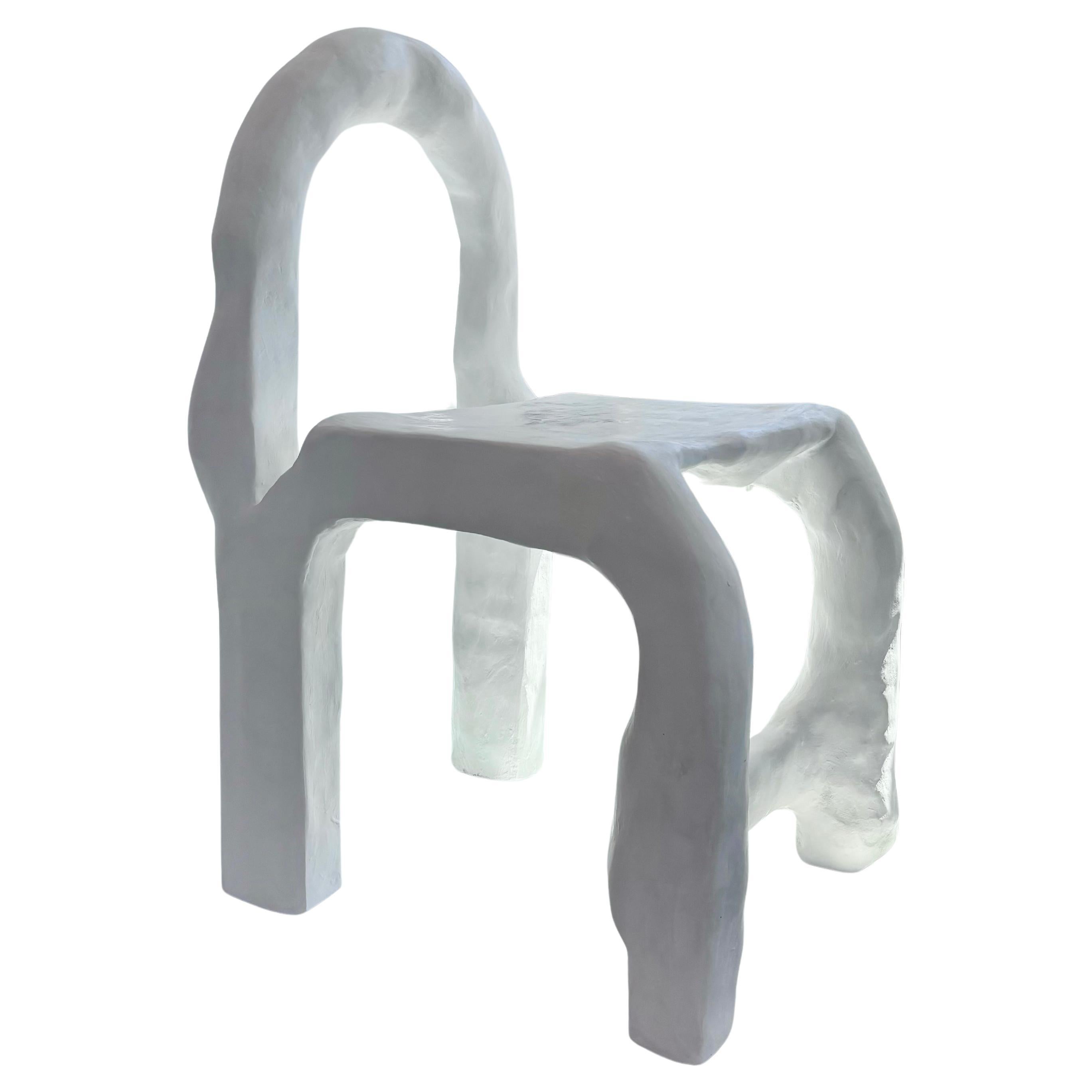 Biomorphic Line by Studio Chora, Amorphous White Chair, Lime Plaster, In Stock For Sale 4