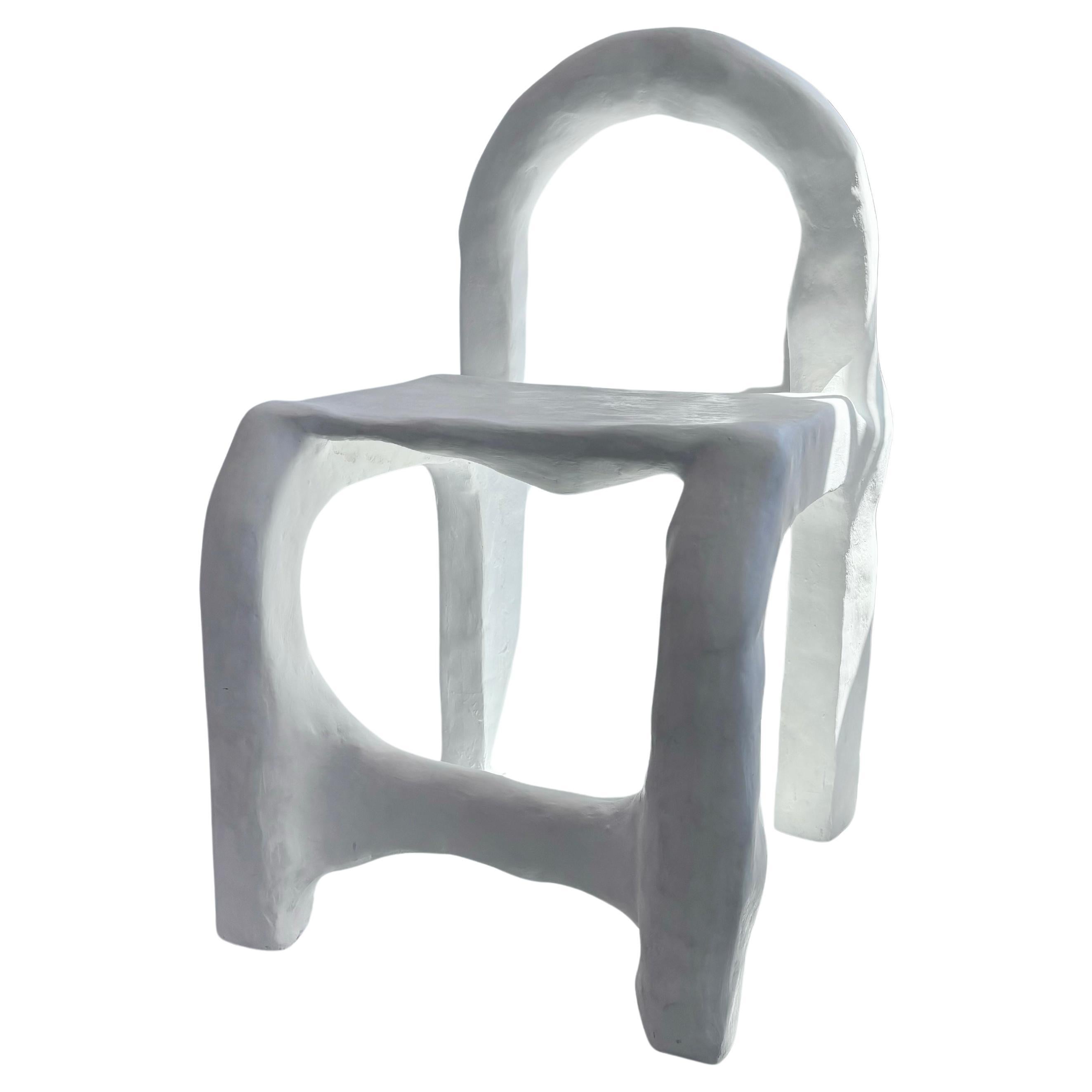 Organic Modern Biomorphic Line by Studio Chora, Amorphous White Chair, Lime Plaster, In Stock For Sale