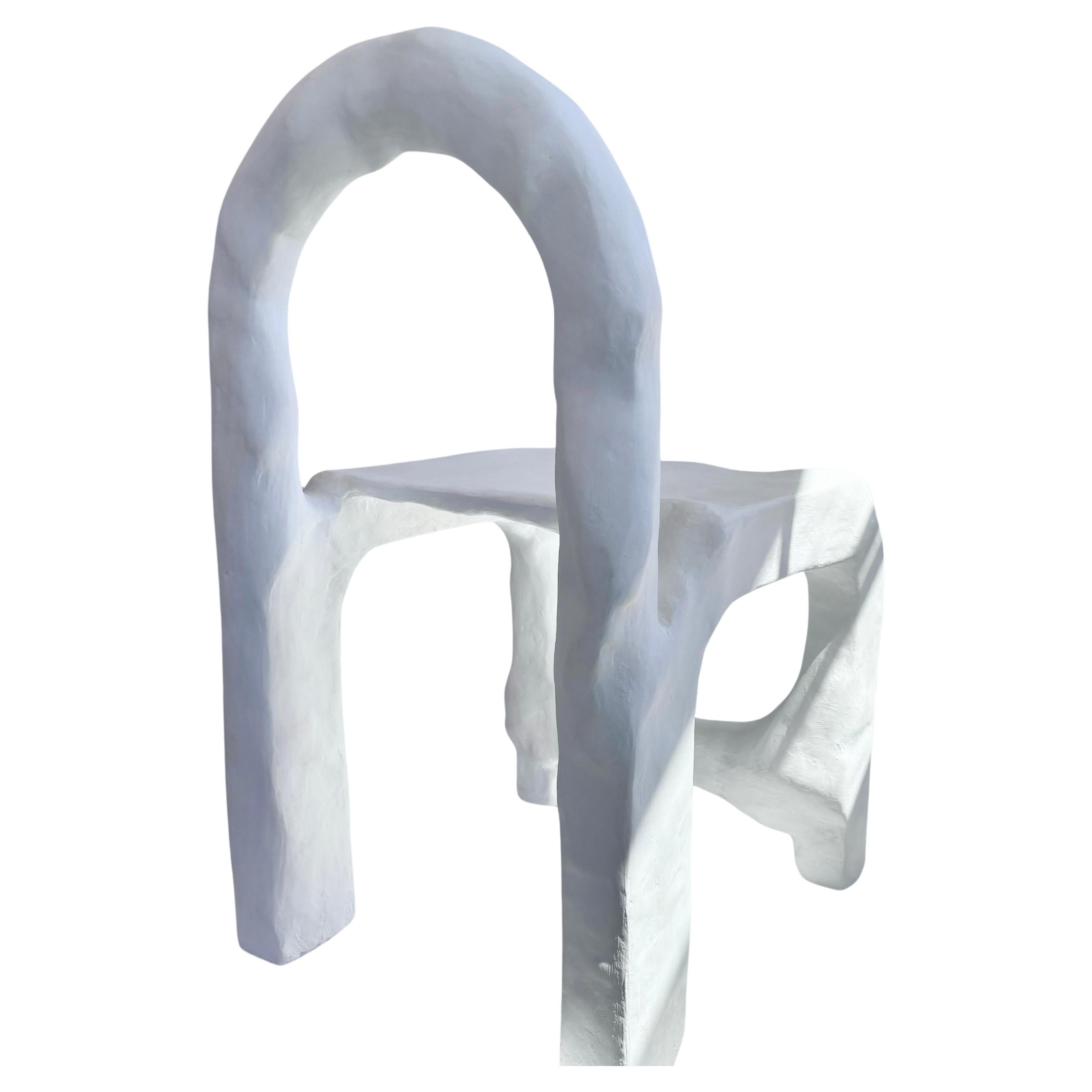 Biomorphic Line by Studio Chora, Amorphous White Chair, Lime Plaster, In Stock In New Condition For Sale In Albuquerque, NM