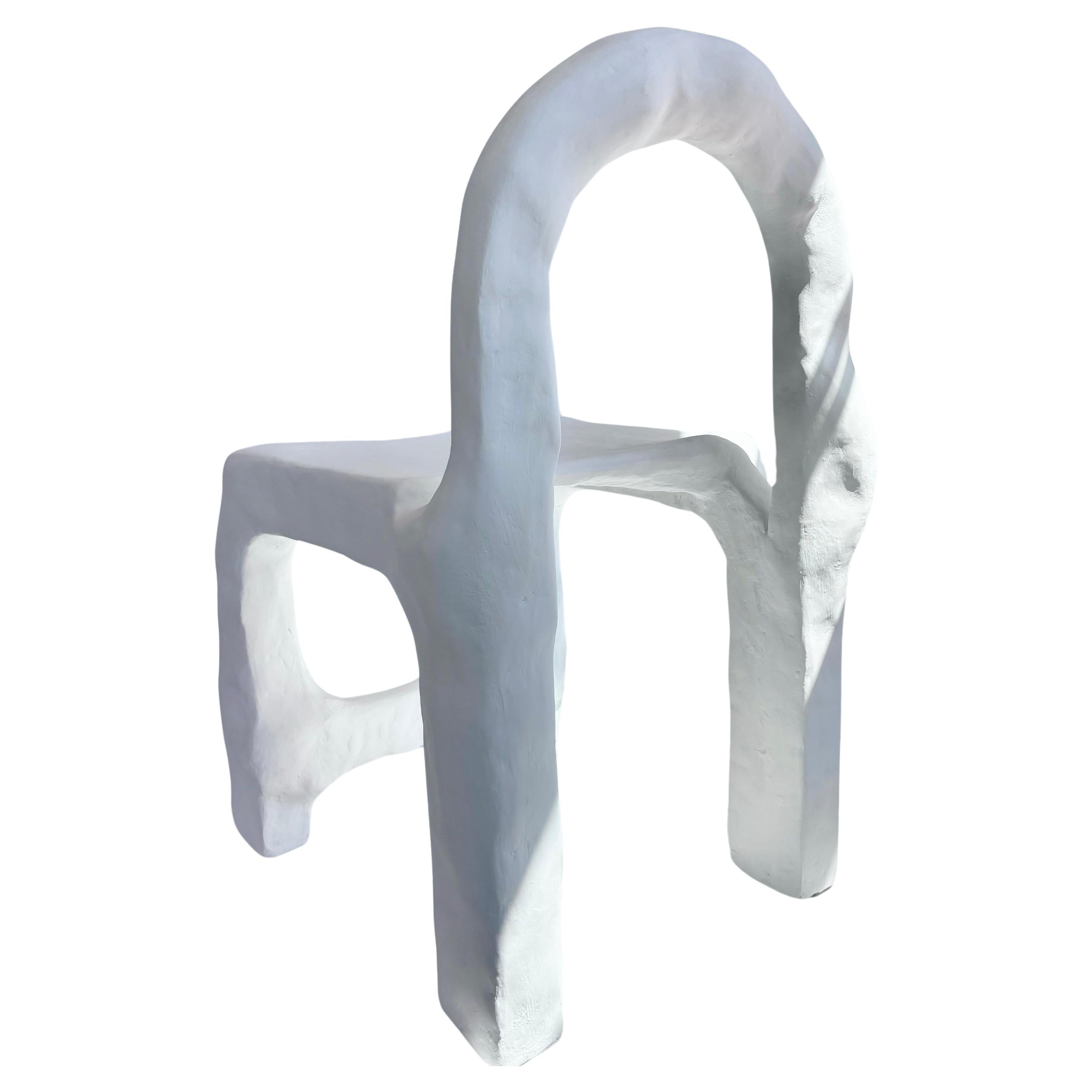 Biomorphic Line by Studio Chora, Amorphous White Chair, Lime Plaster, In Stock For Sale 1
