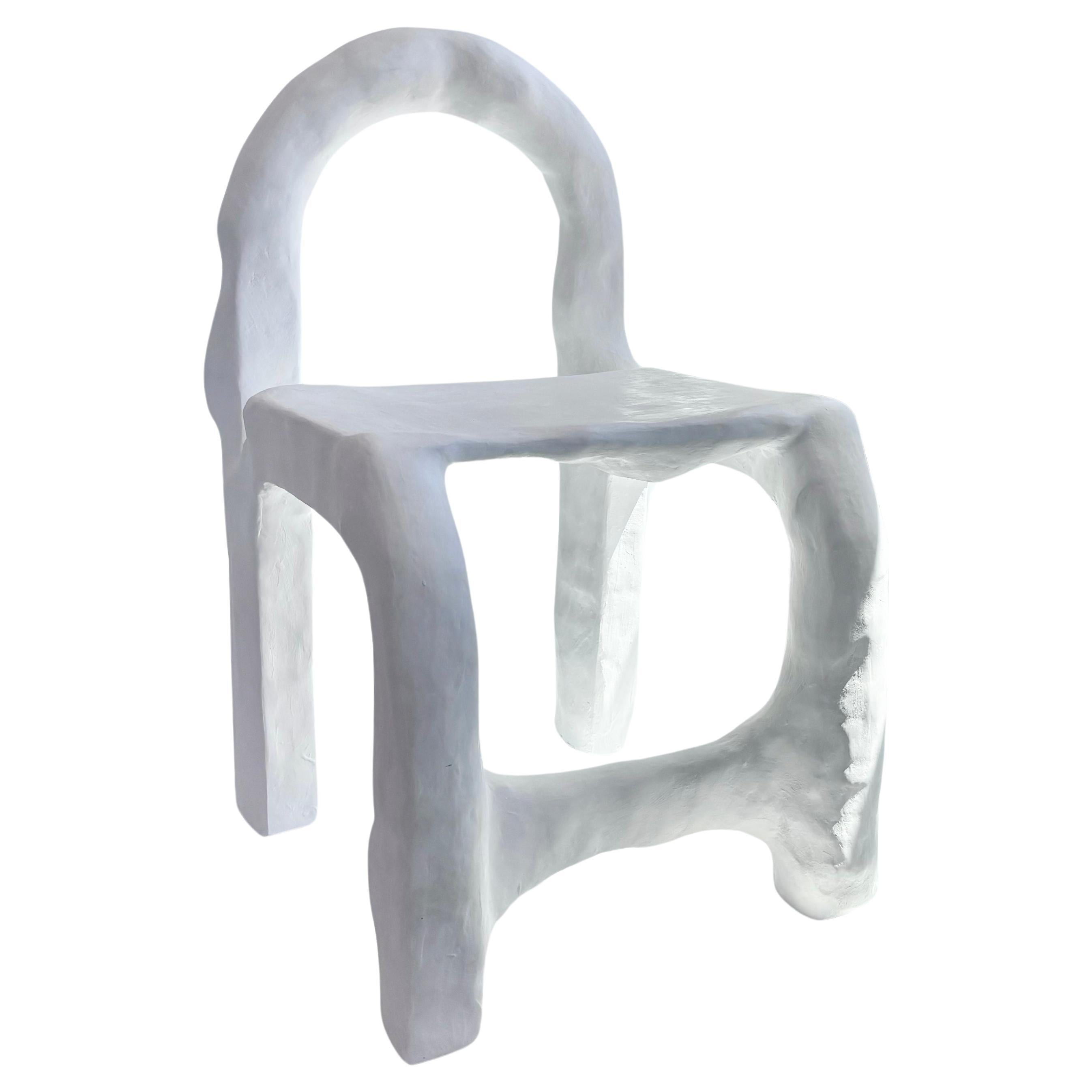 Biomorphic Line by Studio Chora, Functional Sculpture, White Plaster Chair For Sale 3