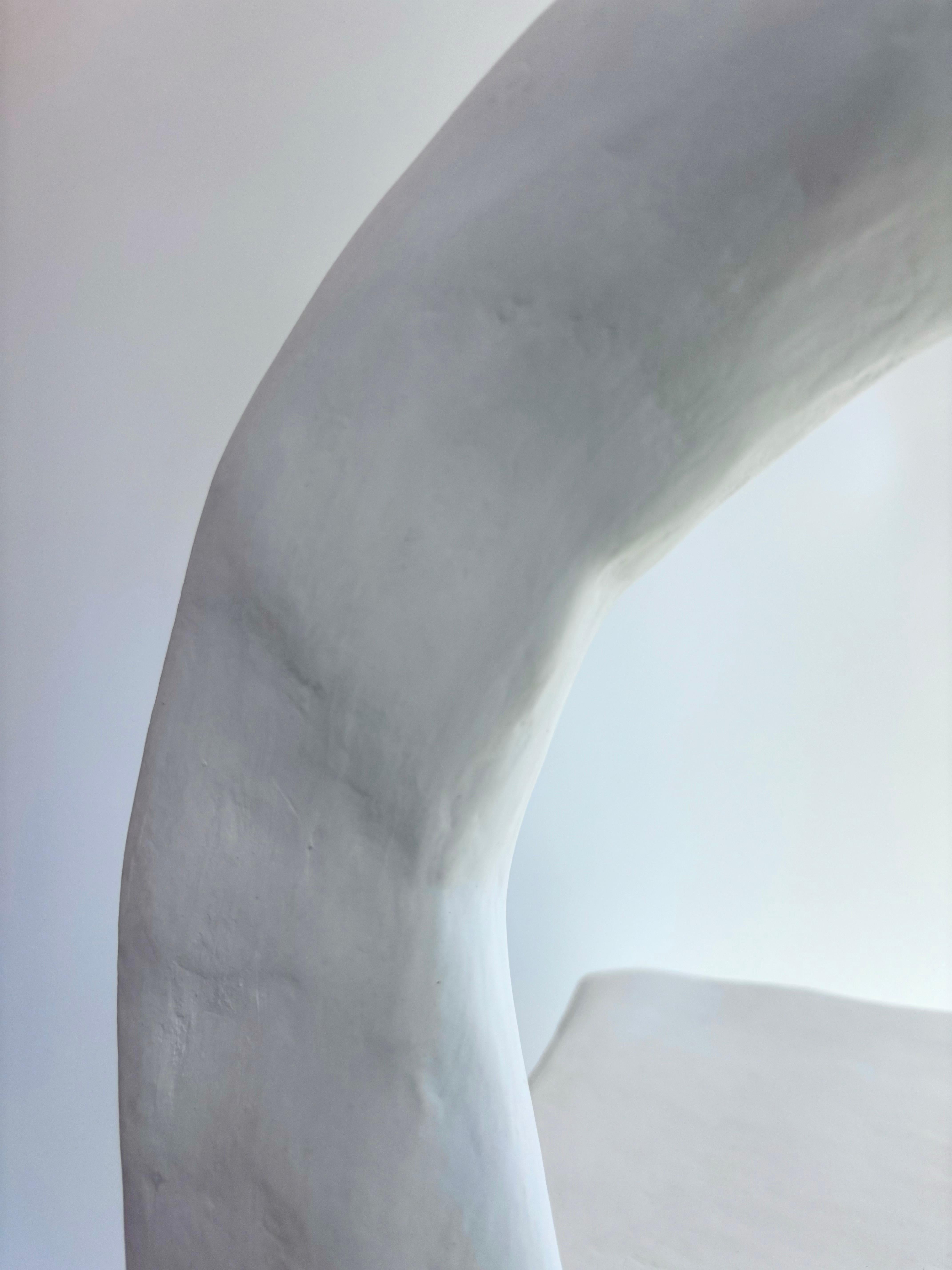 Biomorphic Line by Studio Chora, Functional Sculpture, White Plaster Chair For Sale 5