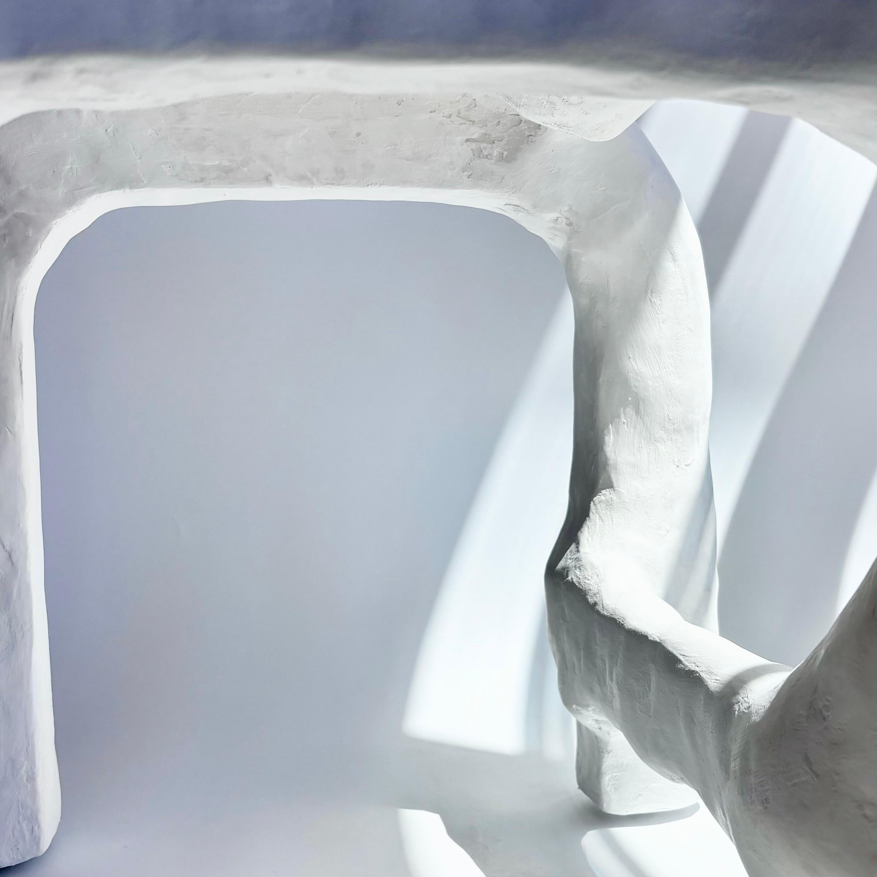 Biomorphic Line by Studio Chora, Functional Sculpture, White Plaster Chair For Sale 6