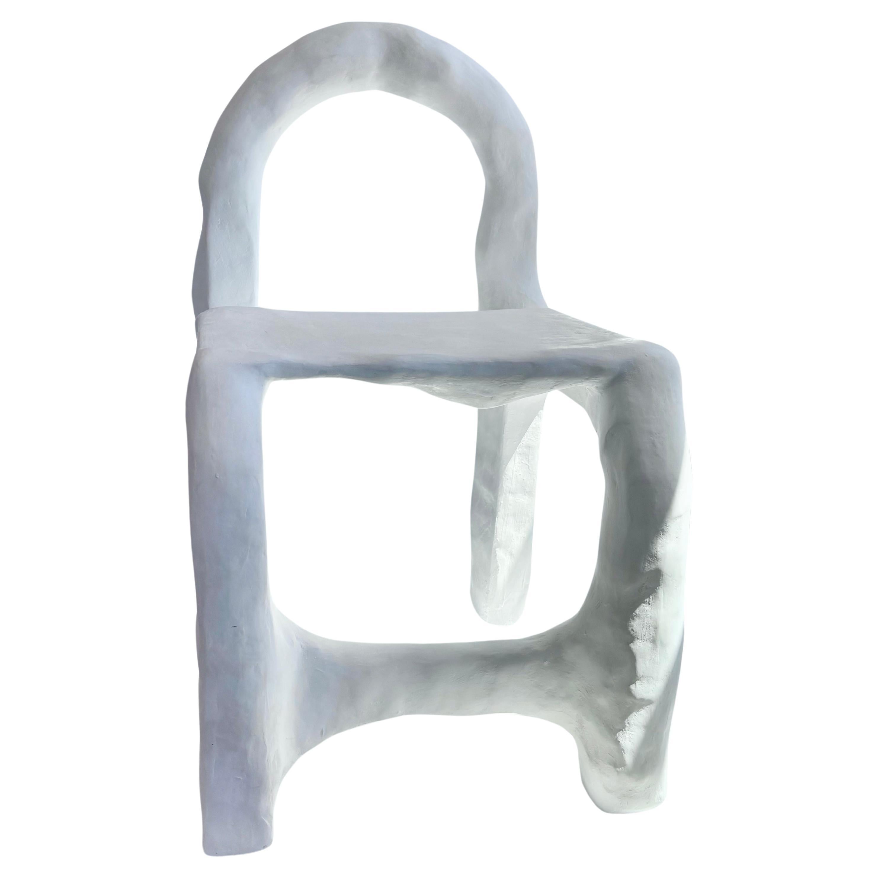 American Biomorphic Line by Studio Chora, Functional Sculpture, White Plaster Chair For Sale