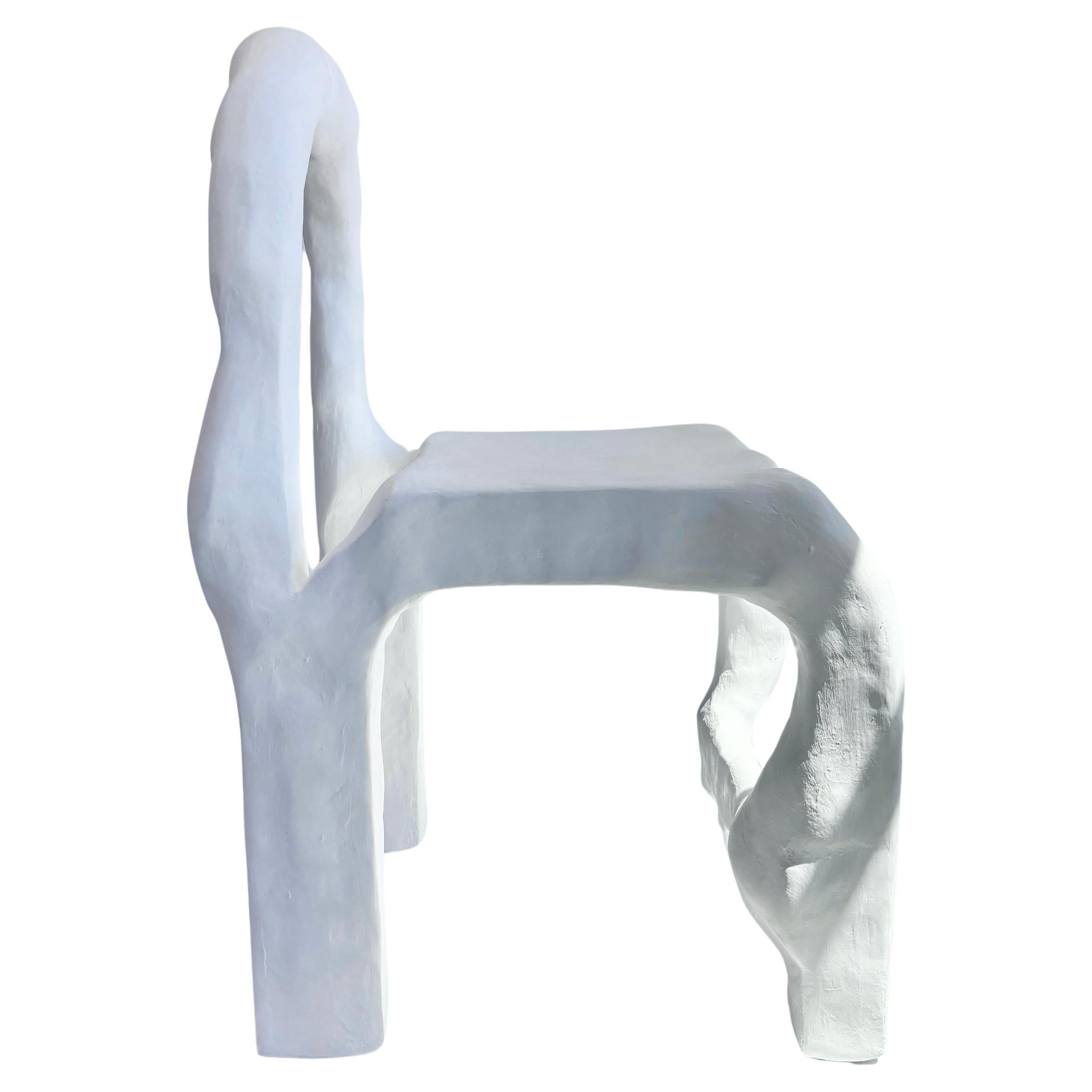 Contemporary Biomorphic Line by Studio Chora, Functional Sculpture, White Plaster Chair For Sale