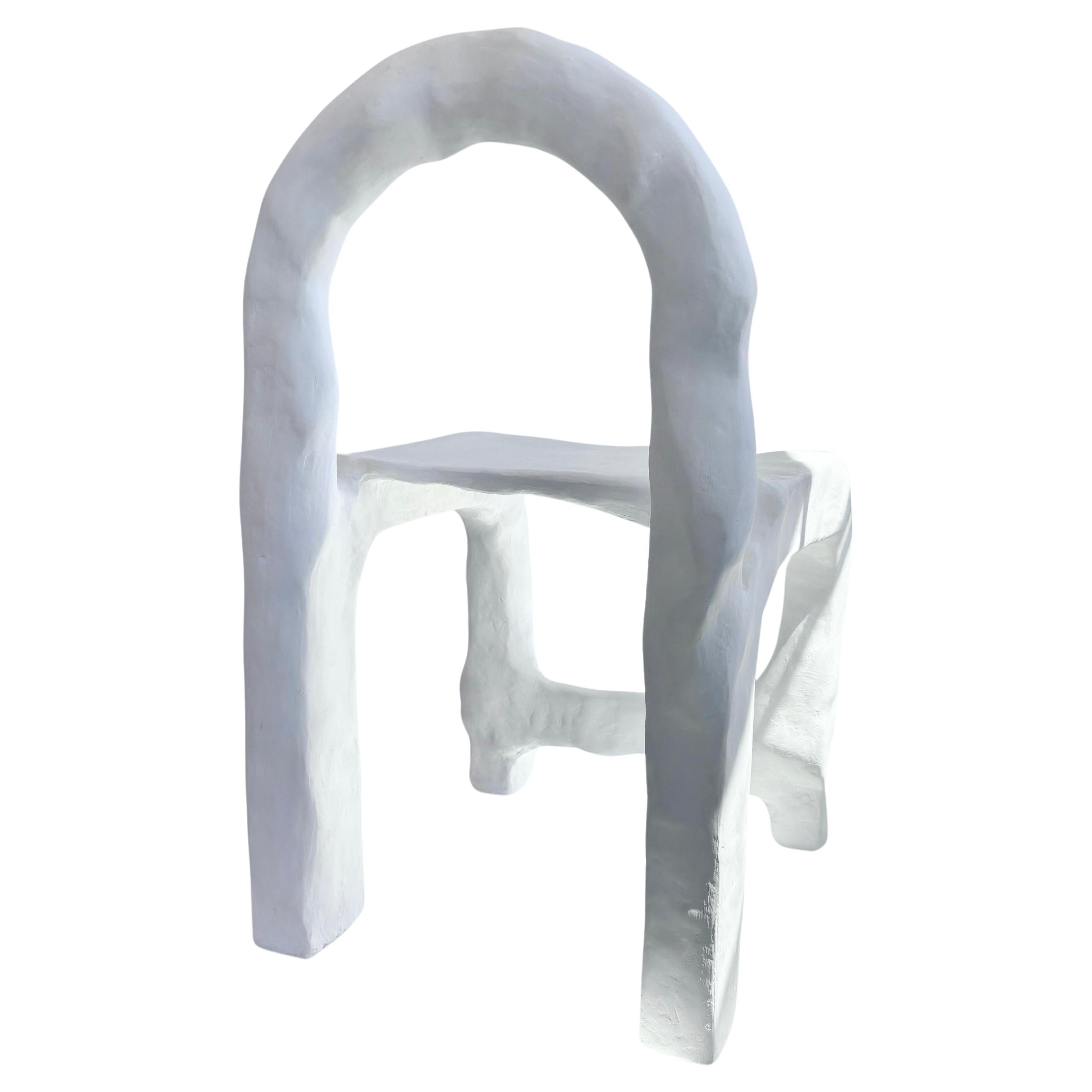 Biomorphic Line by Studio Chora, Functional Sculpture, White Plaster Chair For Sale 2
