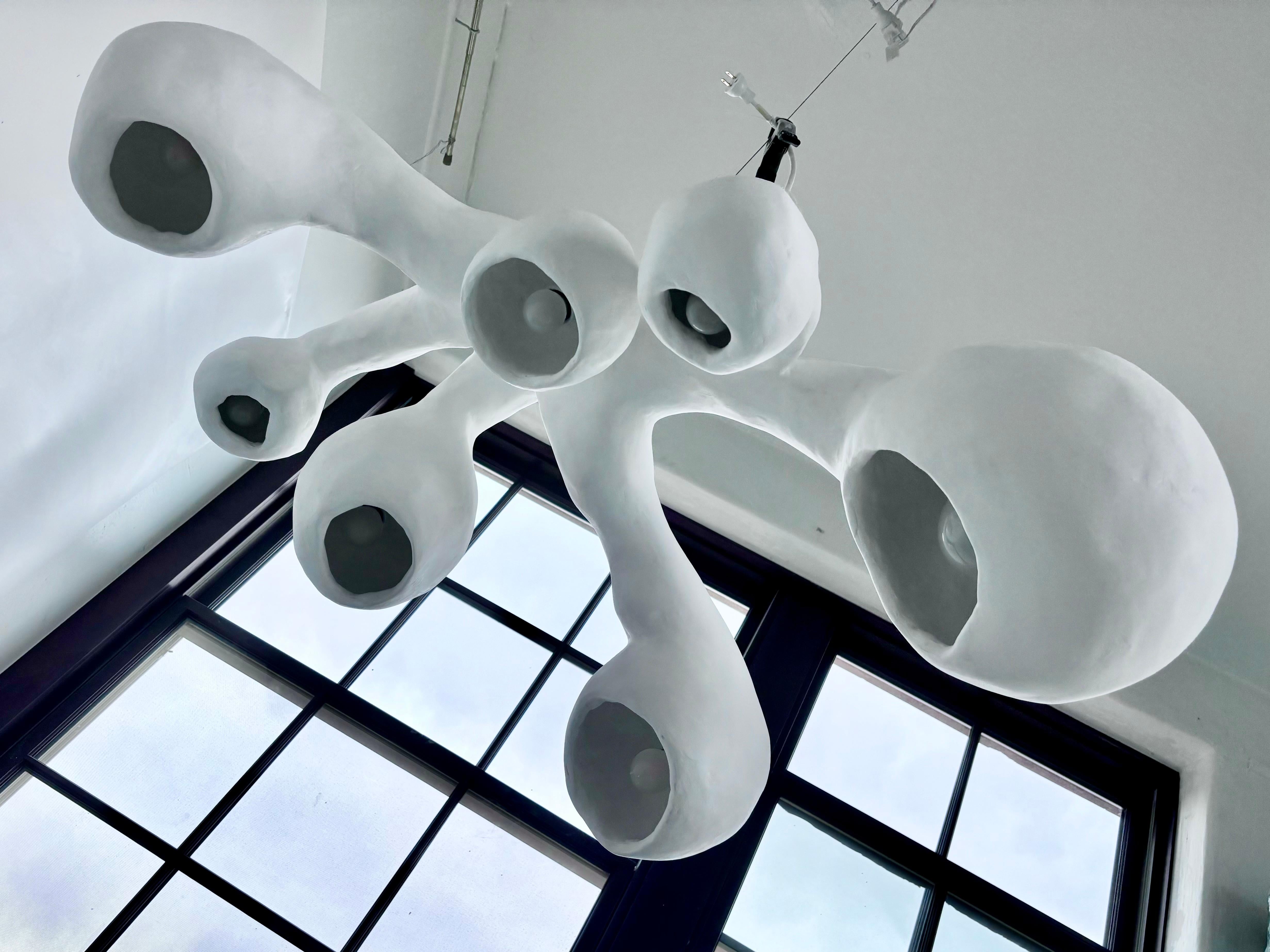 Biomorphic Line by Studio Chora, 'Invader' Light Chandelier, Plaster Stone 4