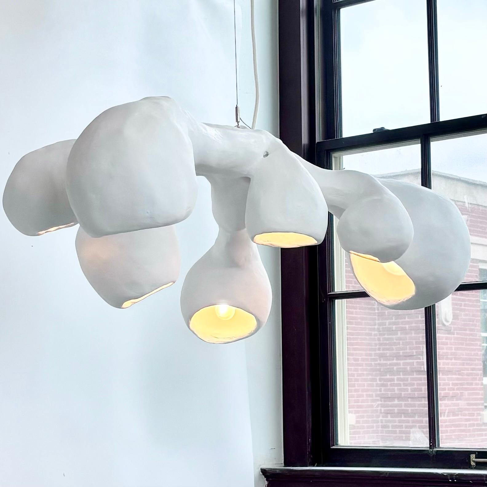 Biomorphic Line by Studio Chora, 'Invader' Light Chandelier, Plaster Stone 8