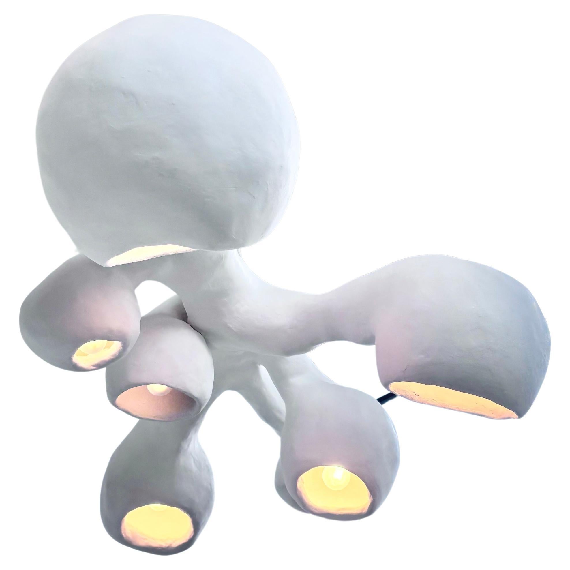 Limed Biomorphic Line by Studio Chora, 'Invader' Light Chandelier, Plaster Stone For Sale