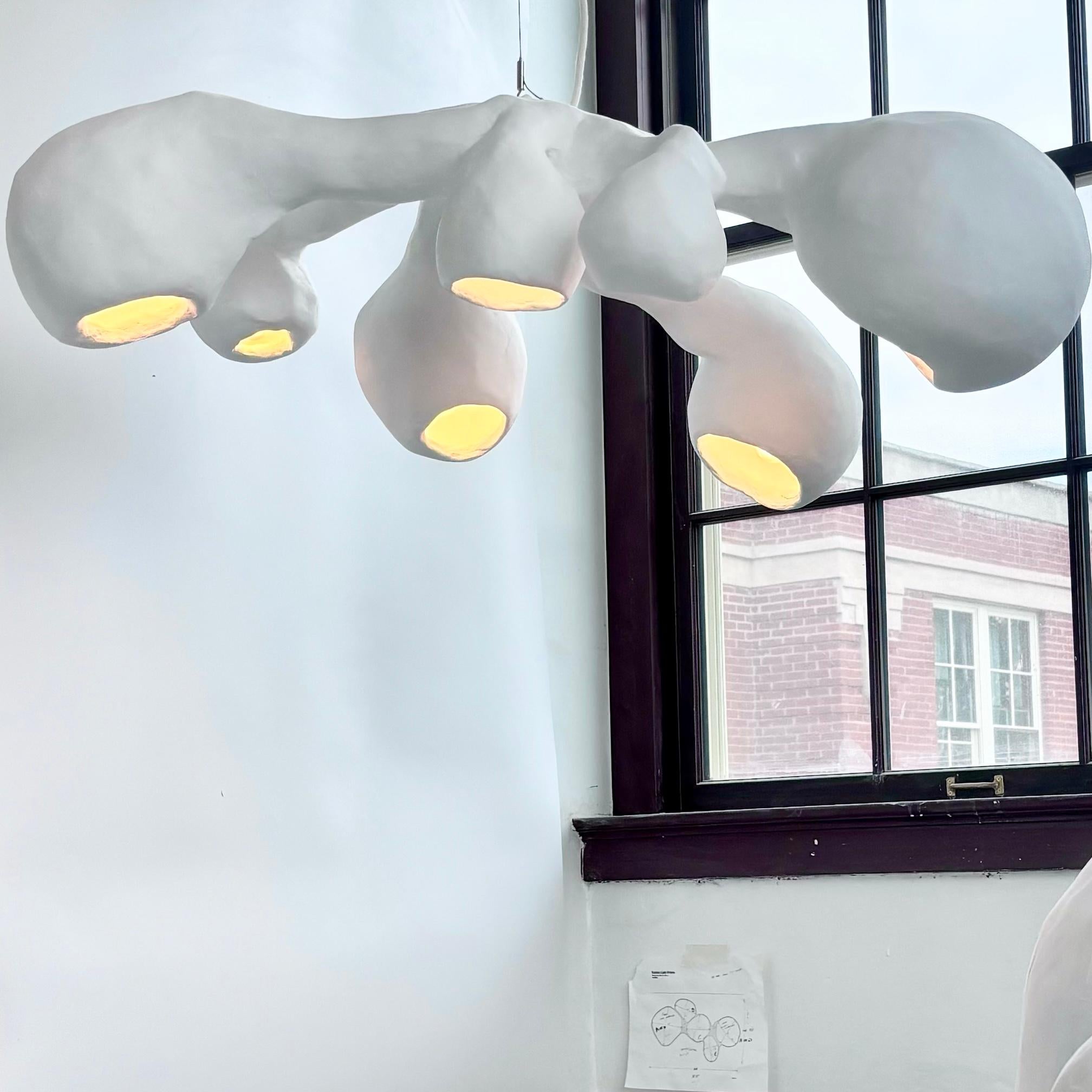 Biomorphic Line by Studio Chora, 'Invader' Light Chandelier, Plaster Stone In New Condition In Albuquerque, NM