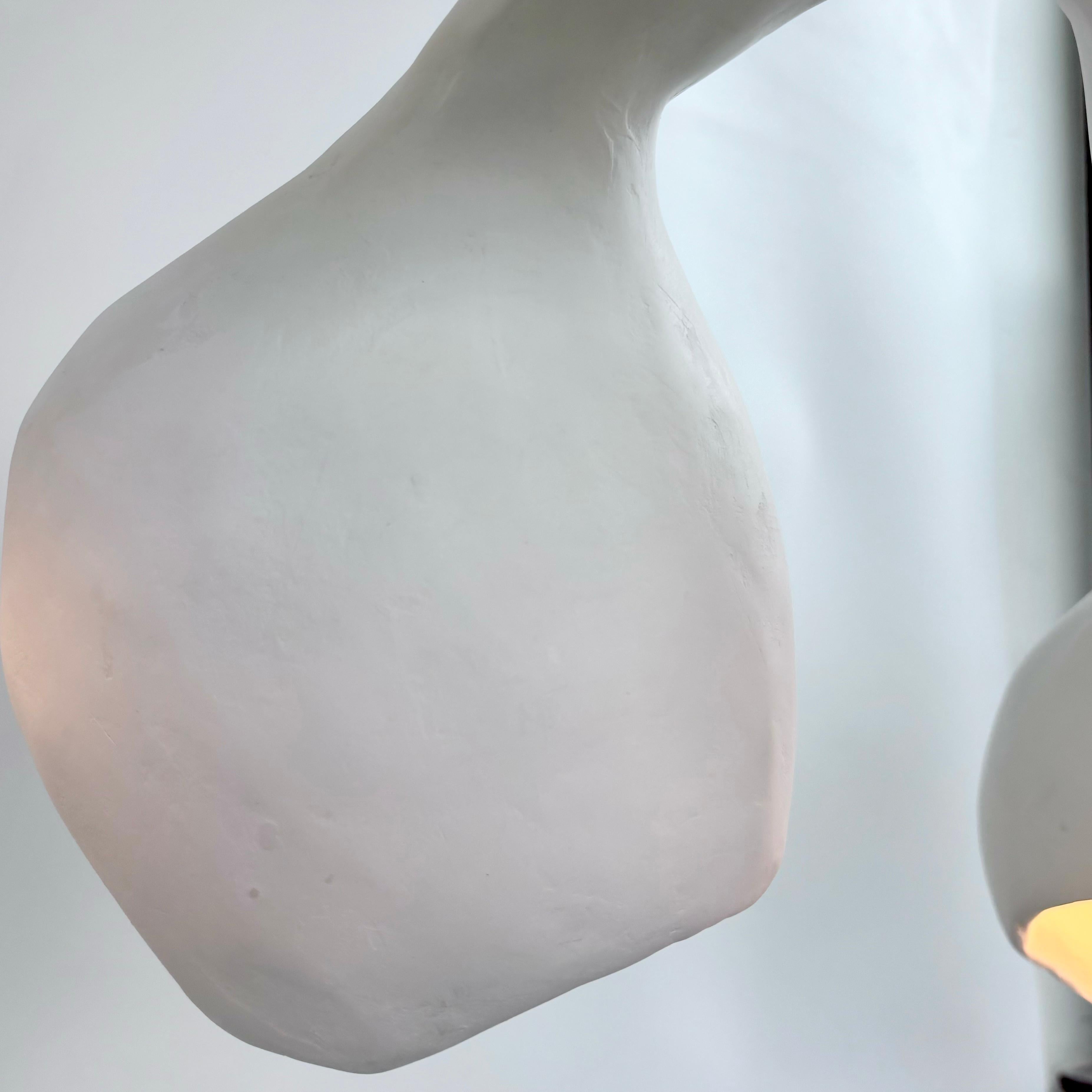 Biomorphic Line by Studio Chora, 'Invader' Light Chandelier, Plaster Stone For Sale 1