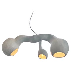 Biomorphic Line by Studio Chora, 'Salpinx' Light Chandelier, White Plaster Stone