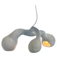 Biomorphic Line by Studio Chora, 'Salpinx' Light Sculpture, White Plaster Stone
