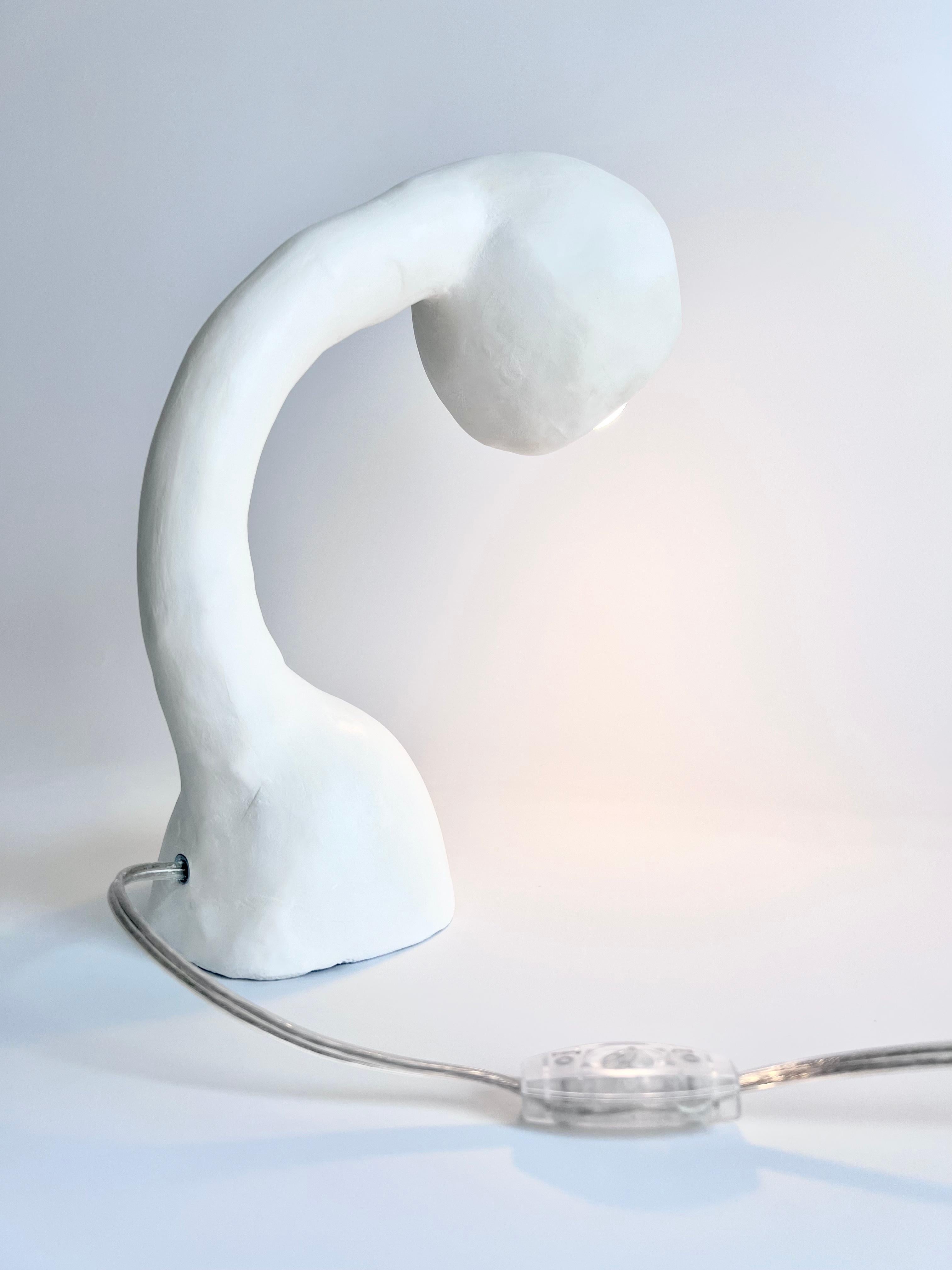 Organic Modern Biomorphic Line by Studio Chora, Table Lamp, White Lime Plaster, in Stock