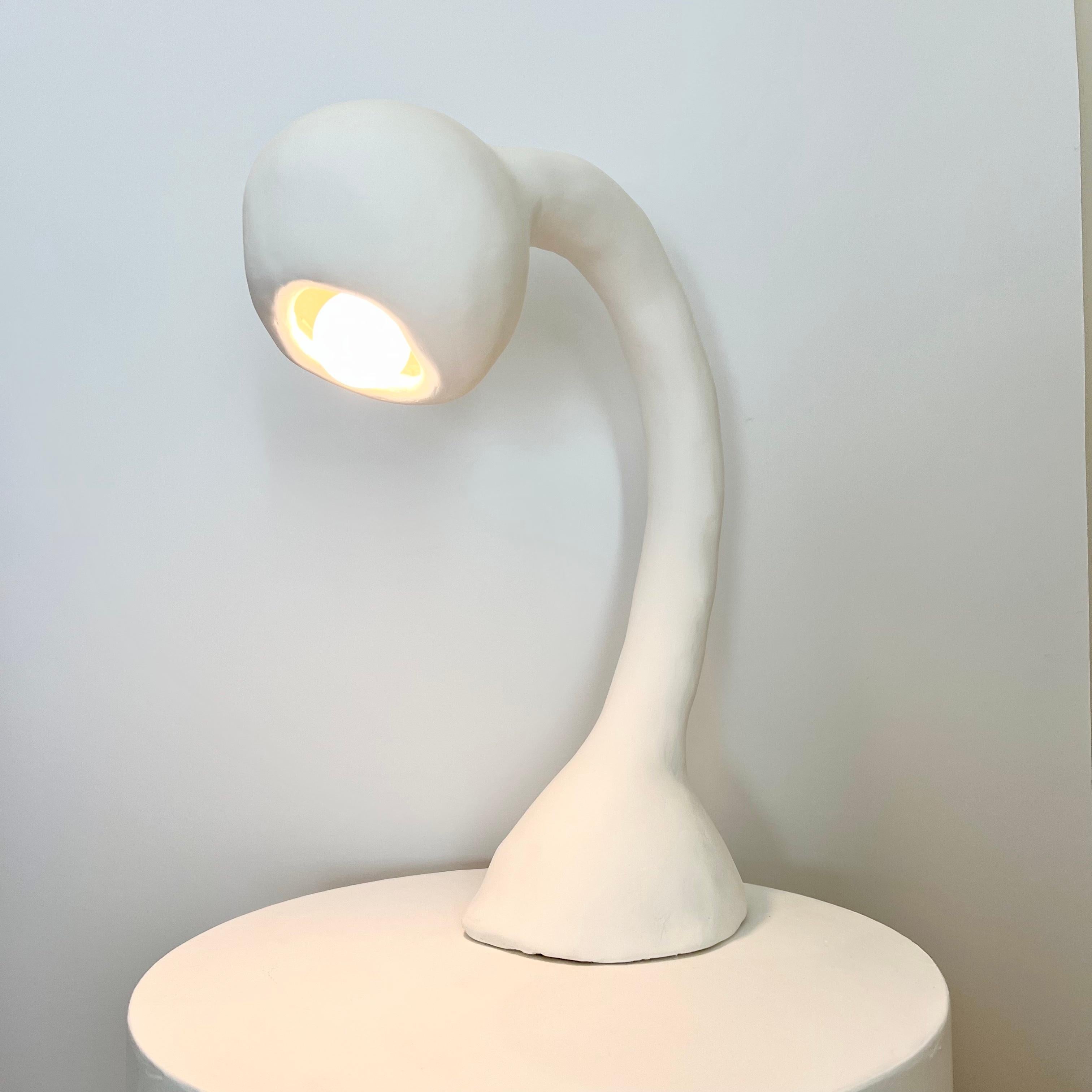 Organic Modern Biomorphic Line by Studio Chora, Table Lamp, White Lime Plaster, Made-To-Order For Sale