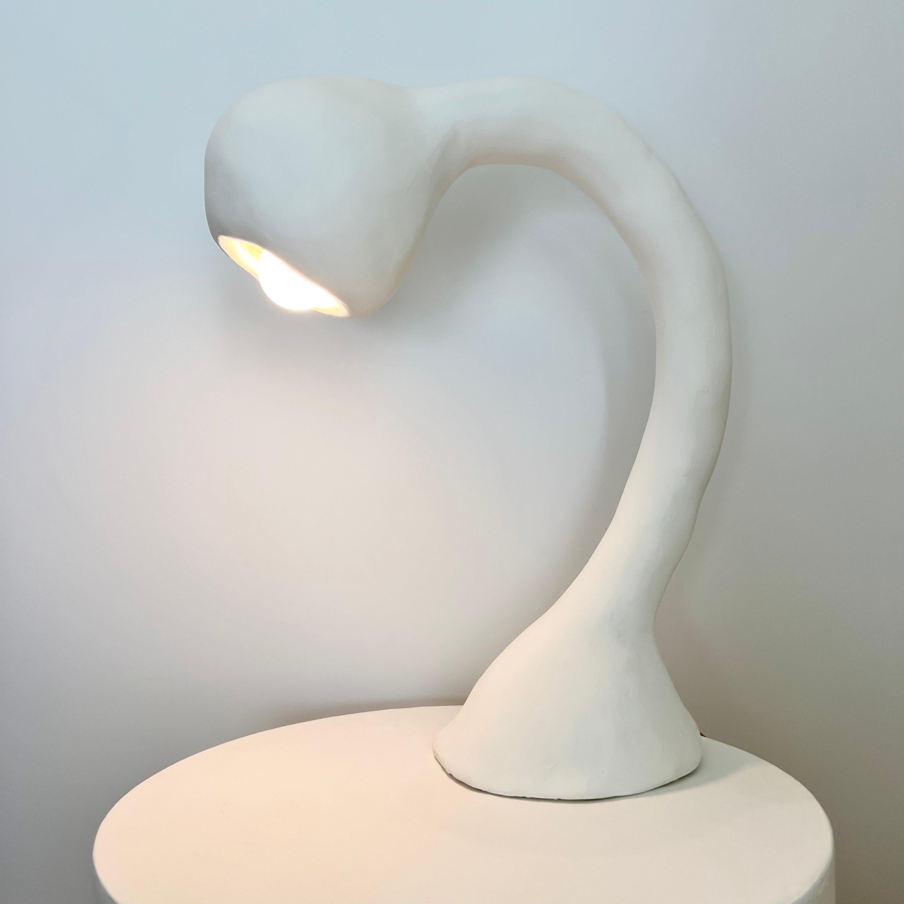 American Biomorphic Line by Studio Chora, Table Lamp, White Lime Plaster, Made-To-Order