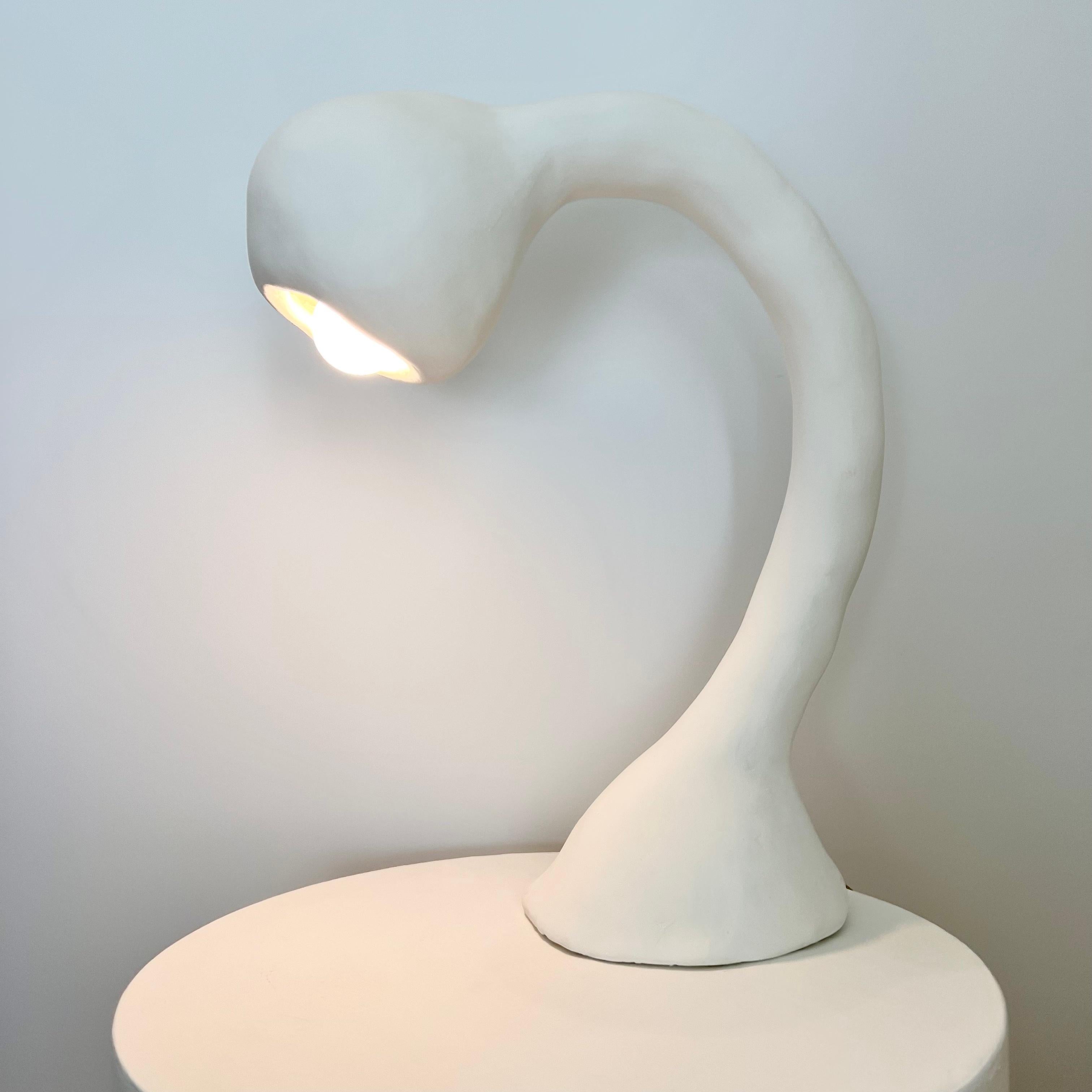 American Biomorphic Line by Studio Chora, Table Lamp, White Lime Plaster, Made-To-Order For Sale