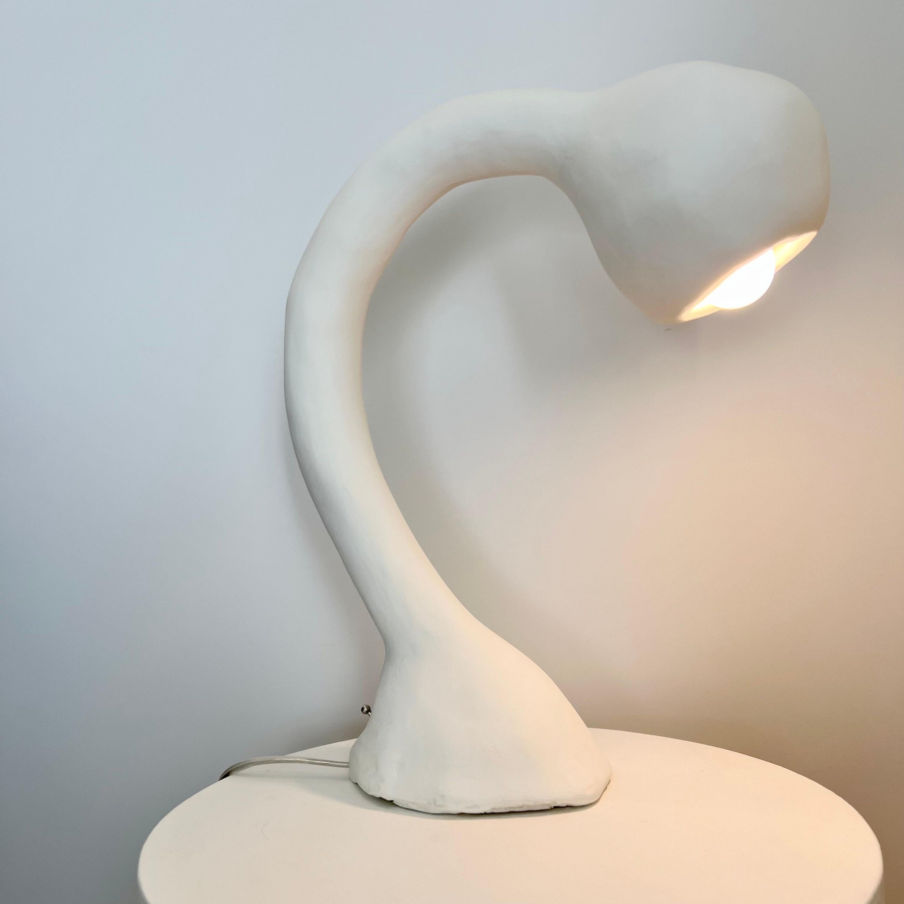 Hand-Crafted Biomorphic Line by Studio Chora, Table Lamp, White Lime Plaster, Made-To-Order