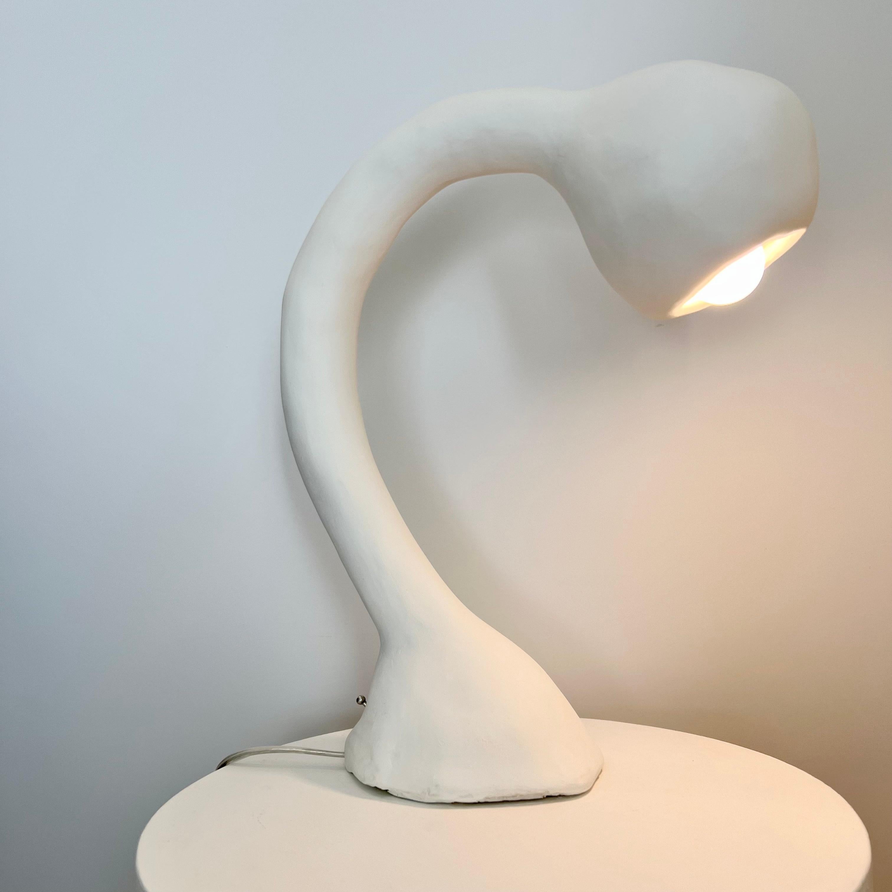 Hand-Crafted Biomorphic Line by Studio Chora, Table Lamp, White Lime Plaster, Made-To-Order For Sale