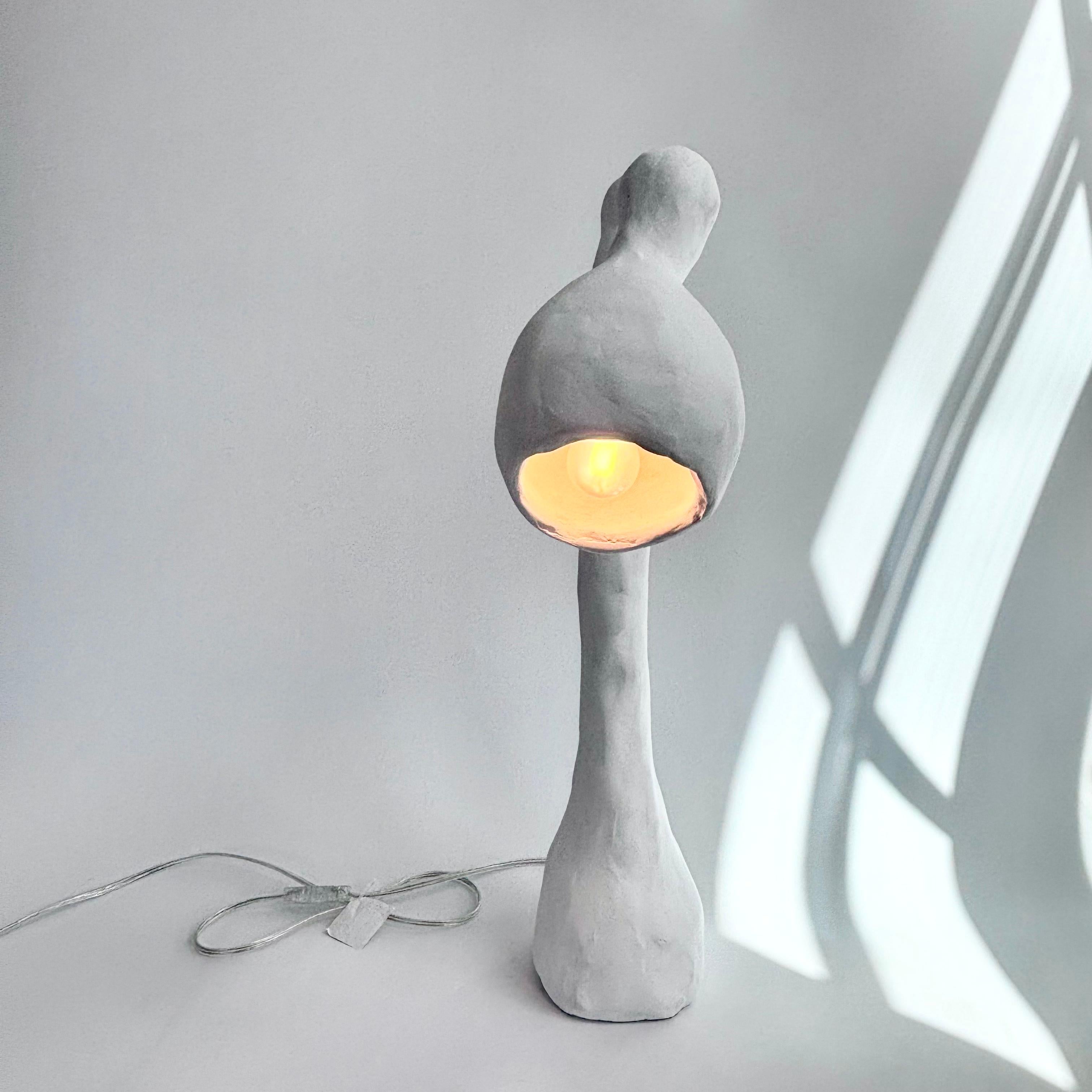 Brutalist Biomorphic Line by Studio Chora, Table Lamp, White Limestone, In Stock For Sale