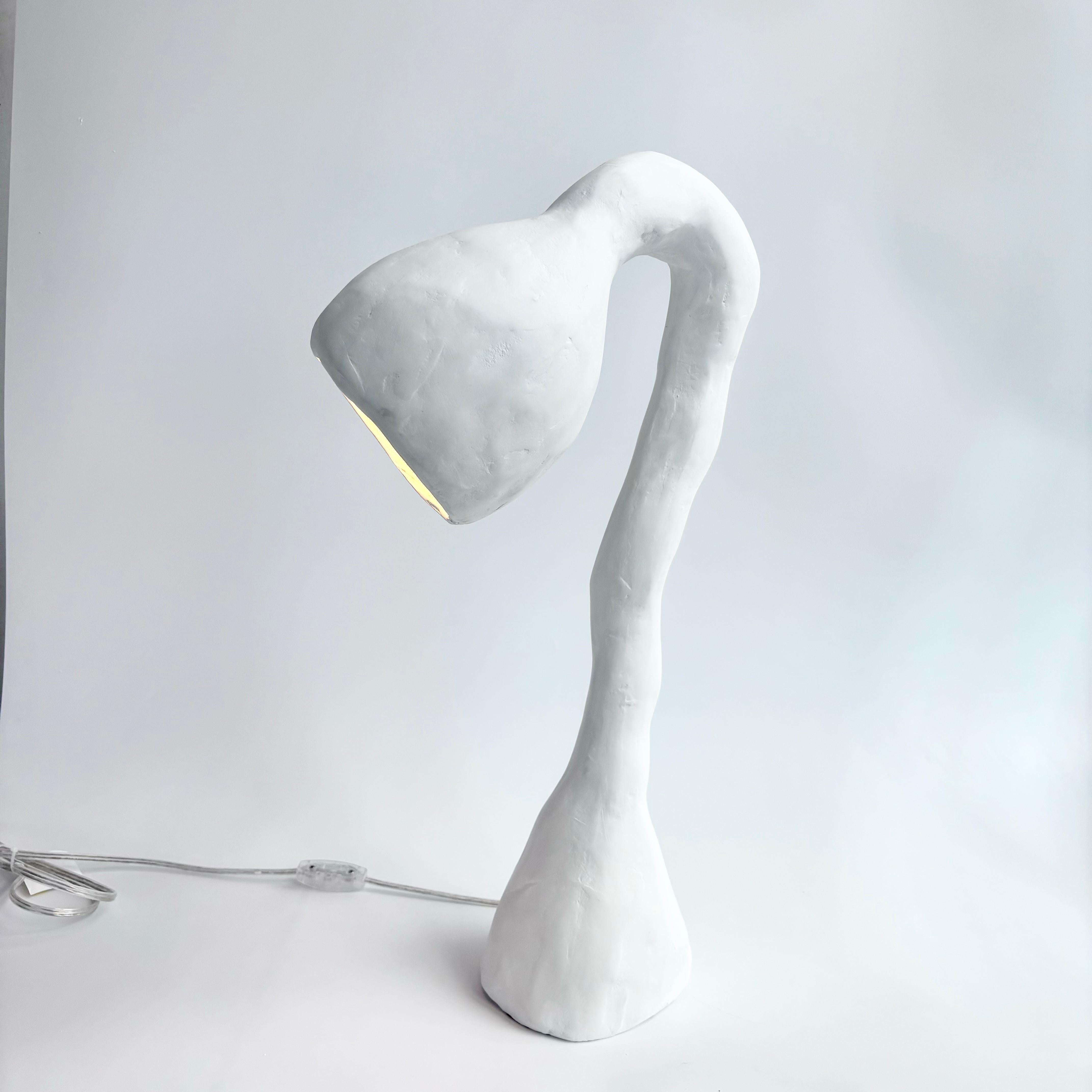 Contemporary Biomorphic Line by Studio Chora, Table Lamp, White Limestone, In Stock
