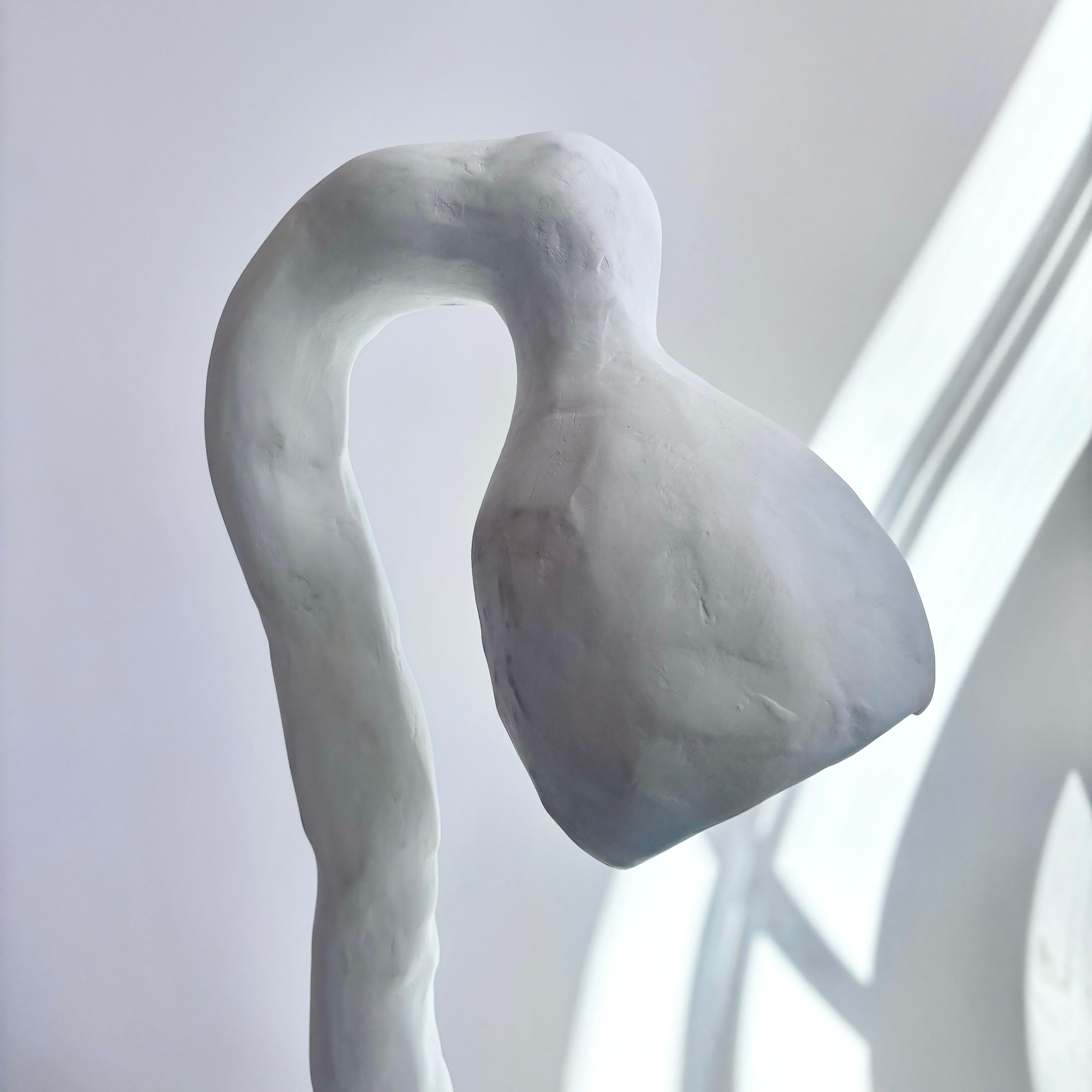 Biomorphic Line by Studio Chora, Table Lamp, White Limestone, In Stock For Sale 1