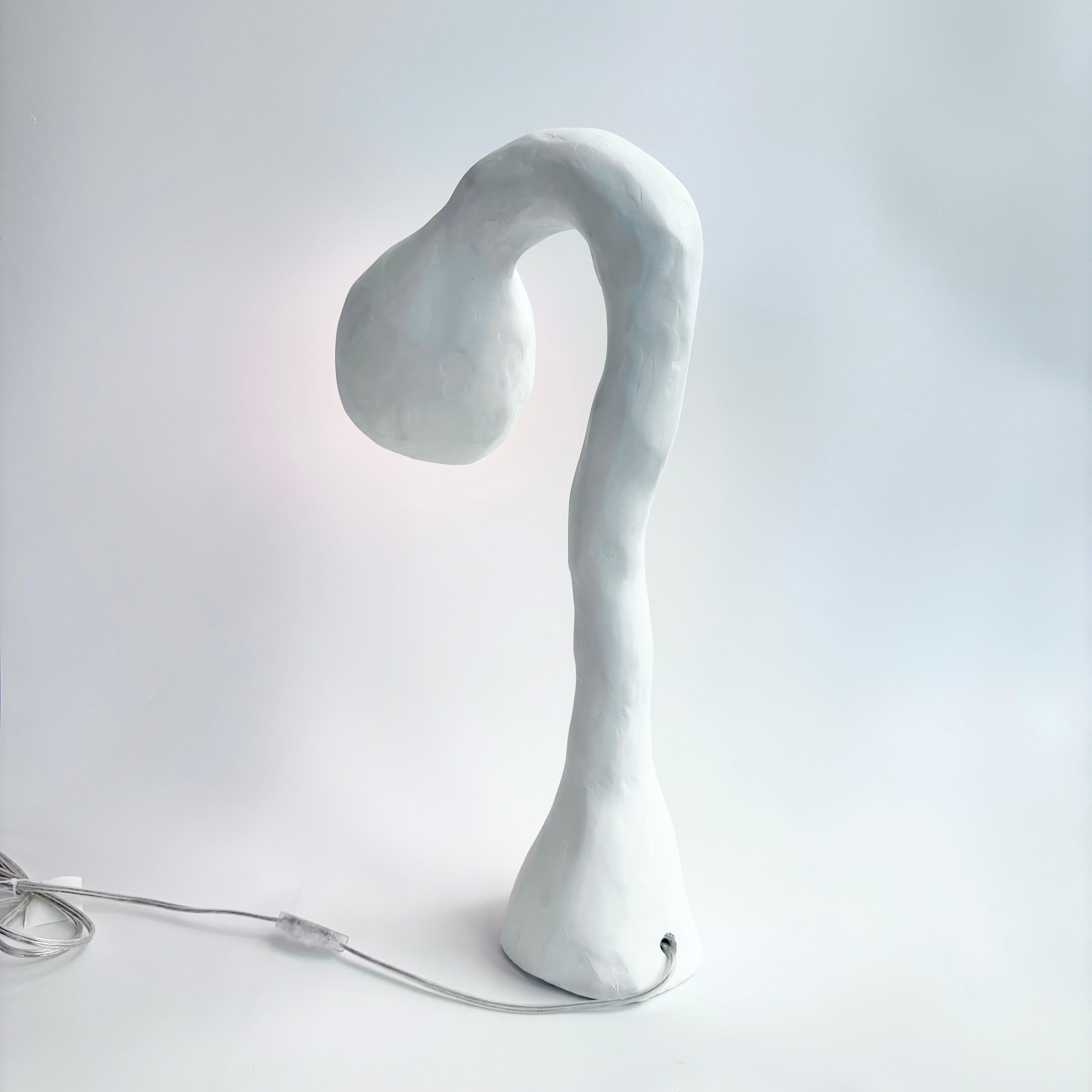Biomorphic Line by Studio Chora, Table Lamp, White Limestone, In Stock For Sale 1