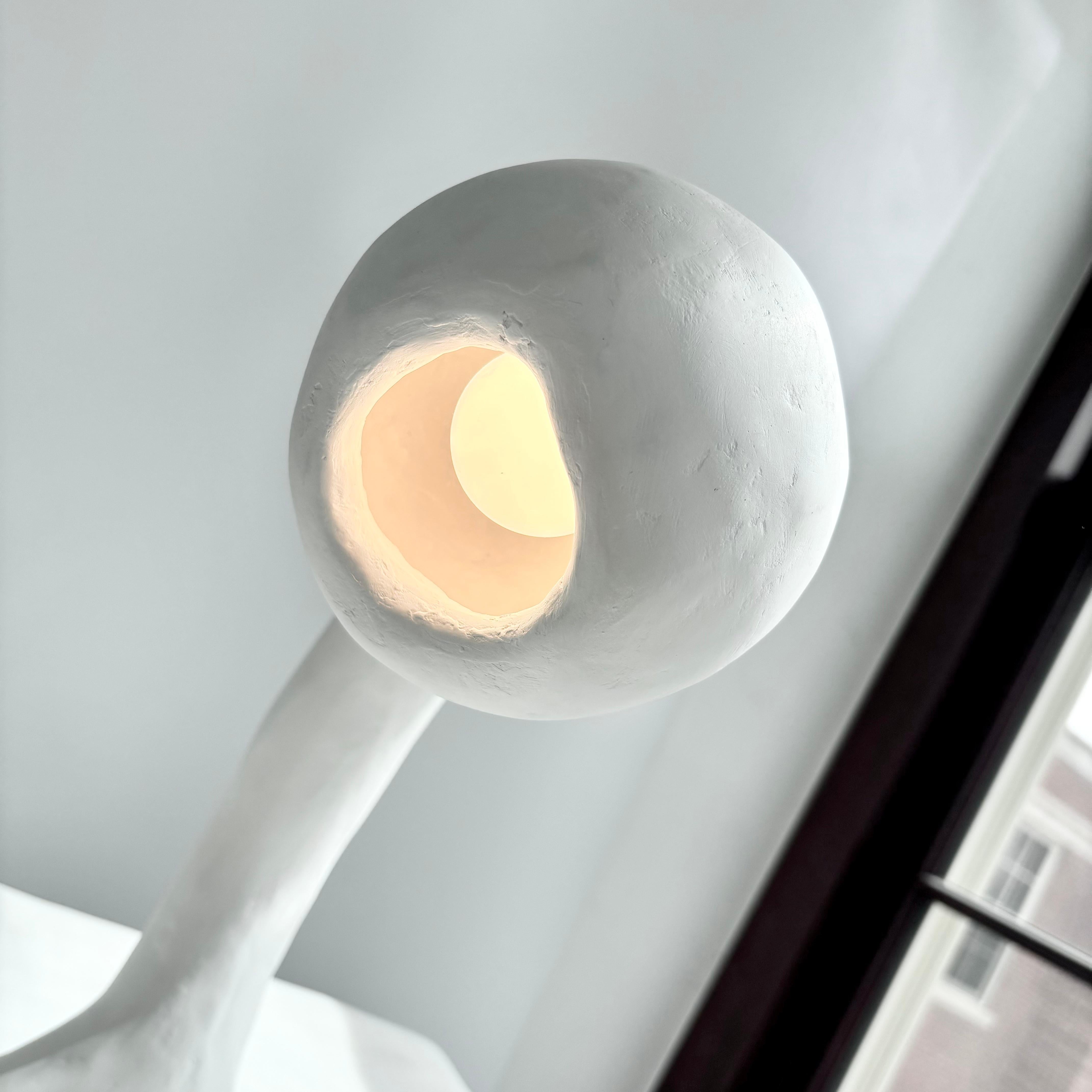 Biomorphic Line by Studio Chora, Task Table Lamp, White Lime Plaster, In Stock For Sale 3