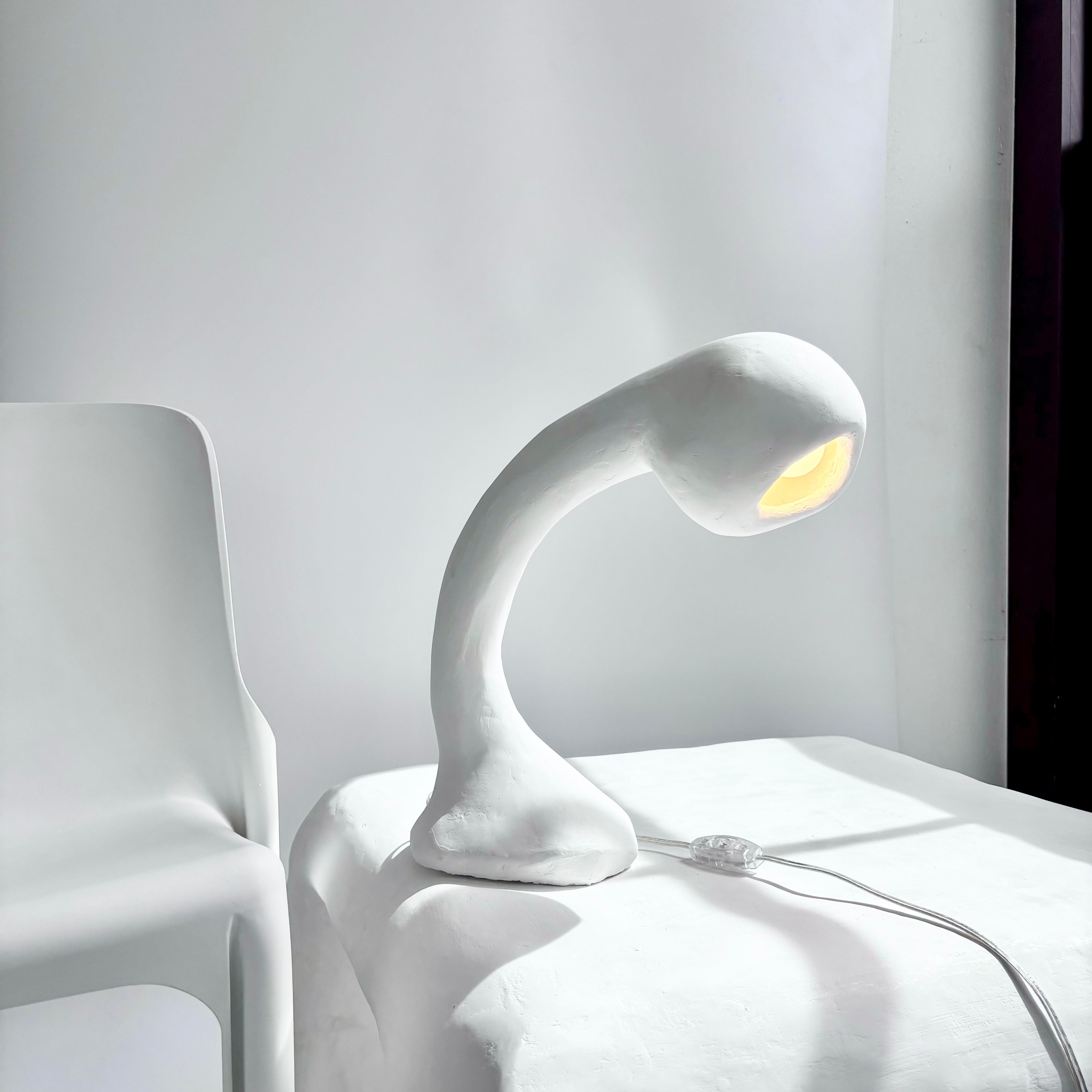 Biomorphic Line by Studio Chora, Task Table Lamp, White Lime Plaster, In Stock For Sale 3