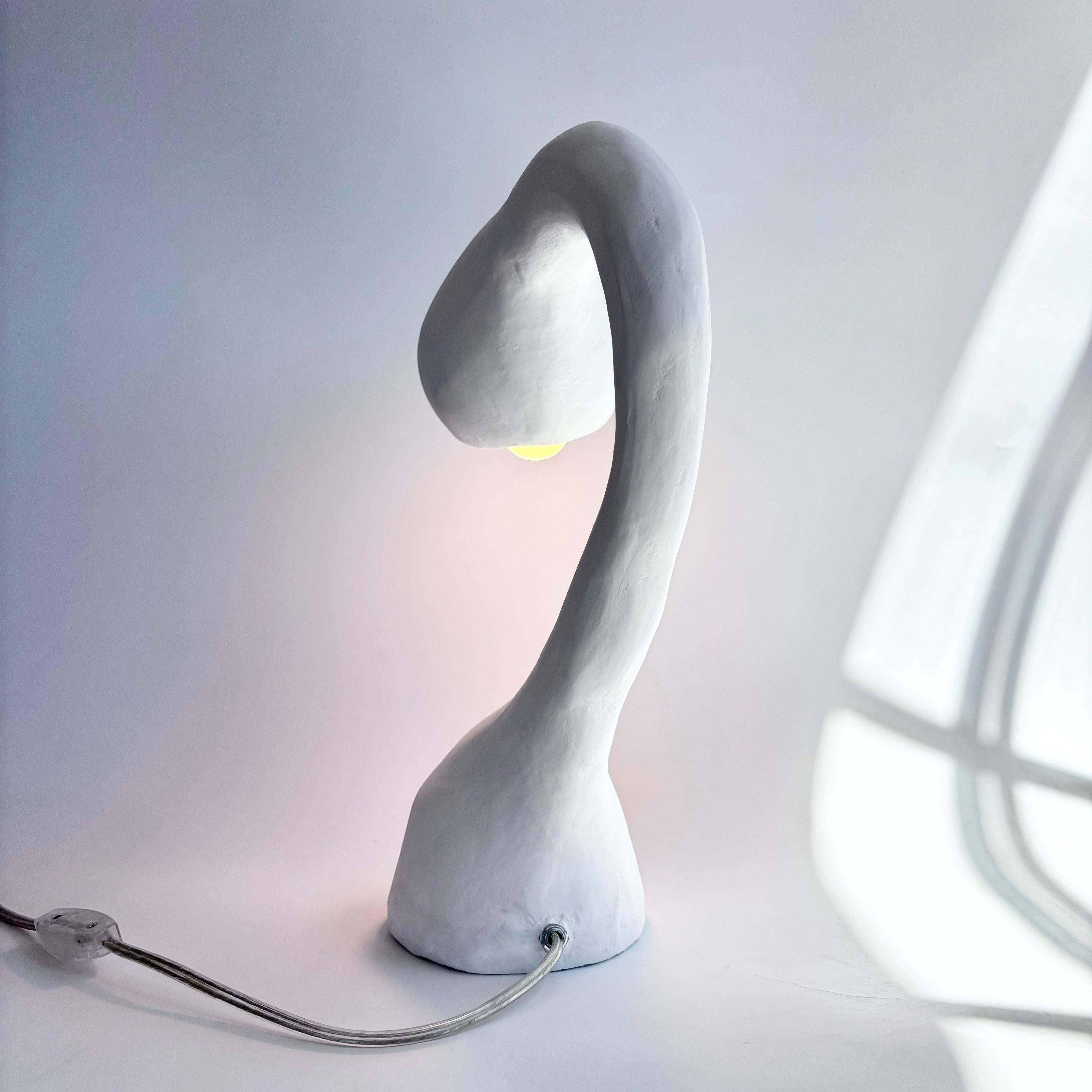 Biomorphic Line by Studio Chora, Task Table Lamp, White Lime Plaster, In Stock For Sale 3