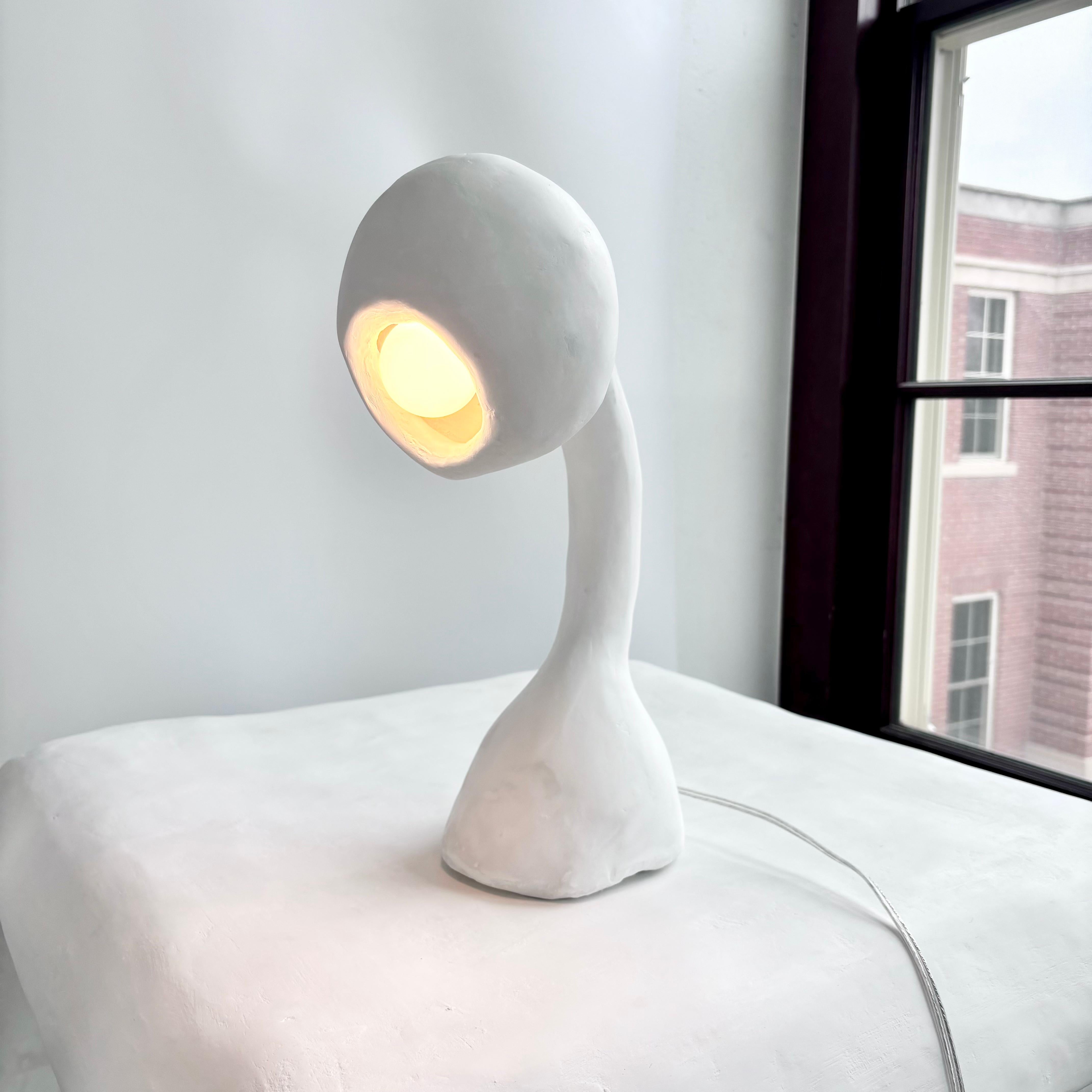 Biomorphic Line by Studio Chora, Task Table Lamp, White Lime Plaster, In Stock For Sale 4