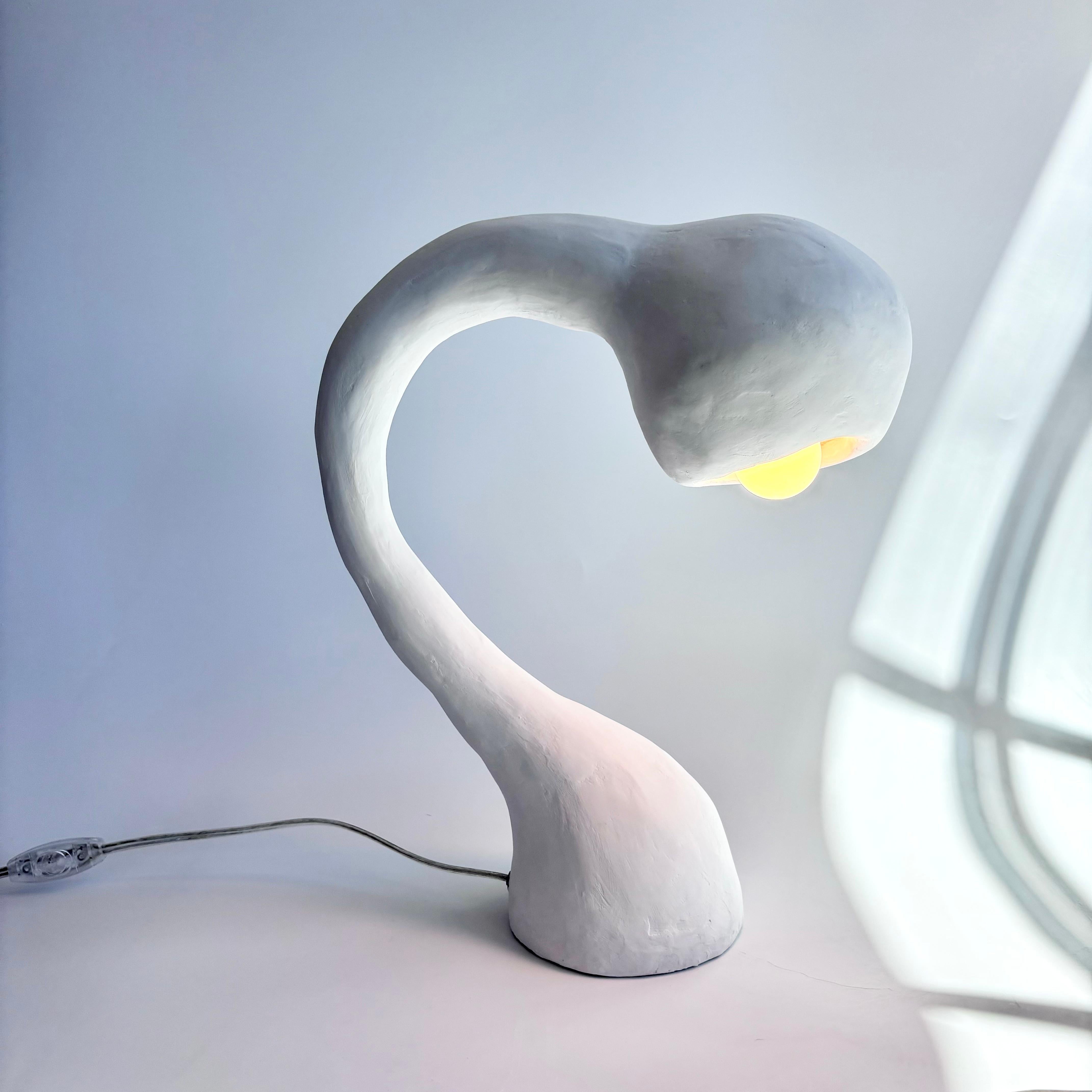 Biomorphic Line by Studio Chora, Task Table Lamp, White Lime Plaster, In Stock For Sale 4
