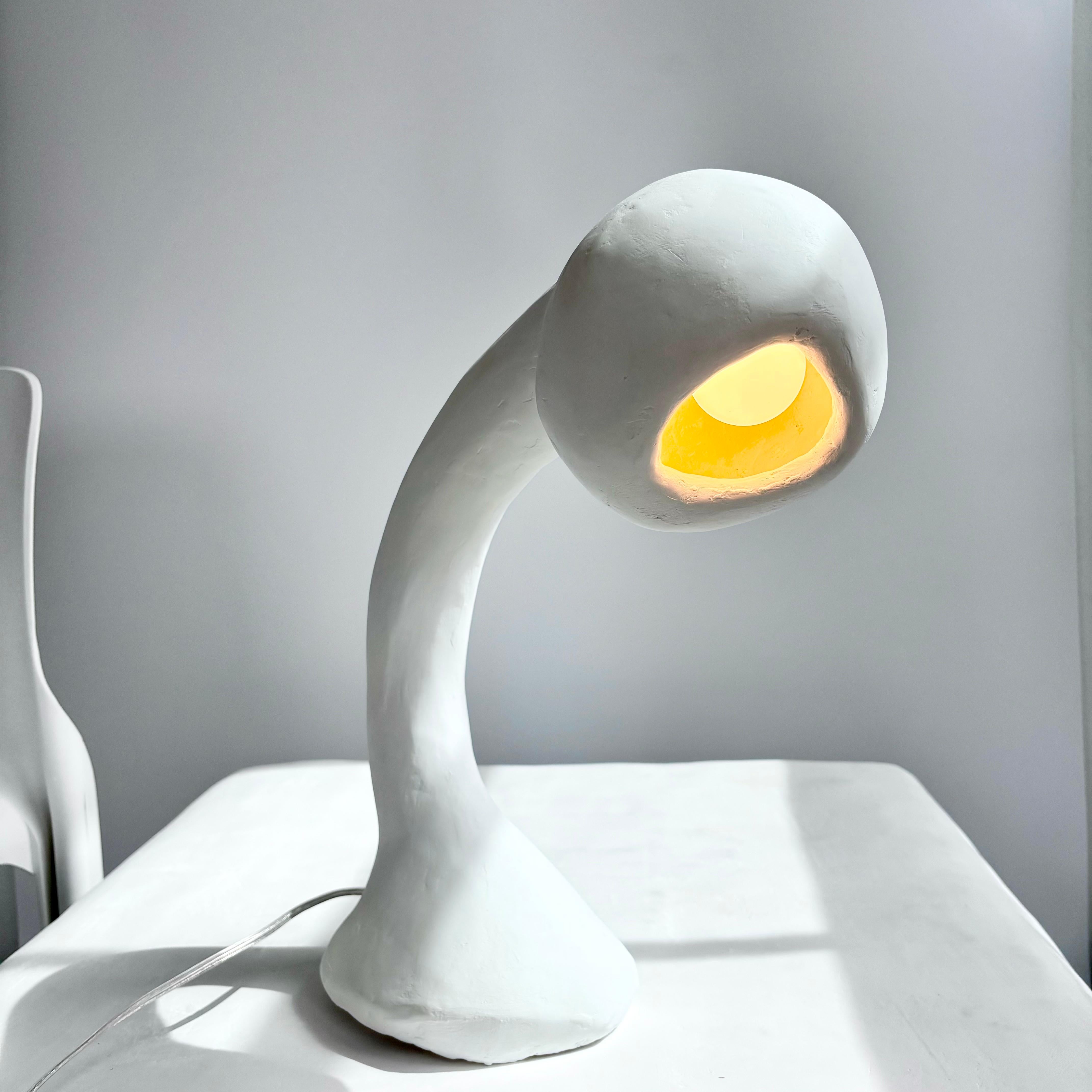 Biomorphic Line by Studio Chora, Task Table Lamp, White Lime Plaster, In Stock For Sale 5
