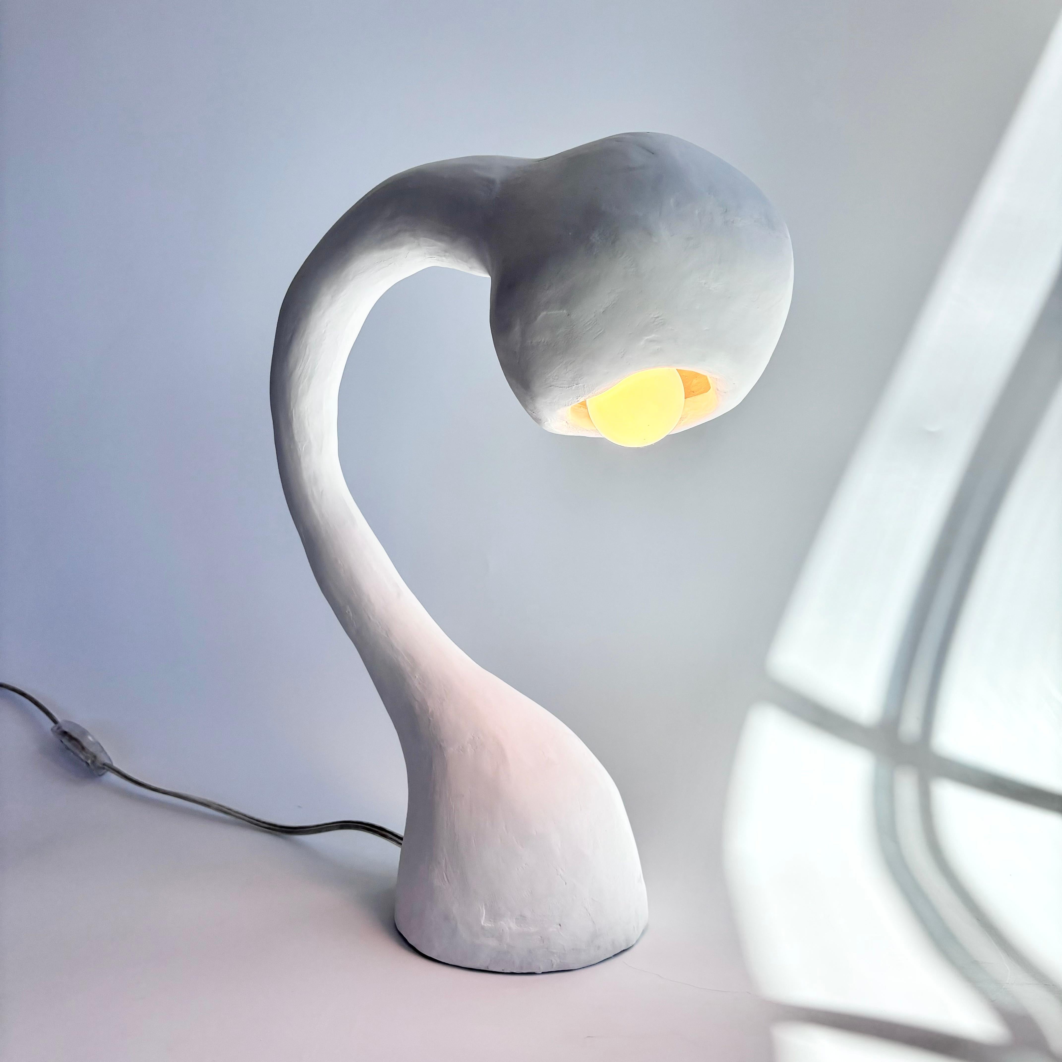 Biomorphic Line by Studio Chora, Task Table Lamp, White Lime Plaster, In Stock For Sale 6