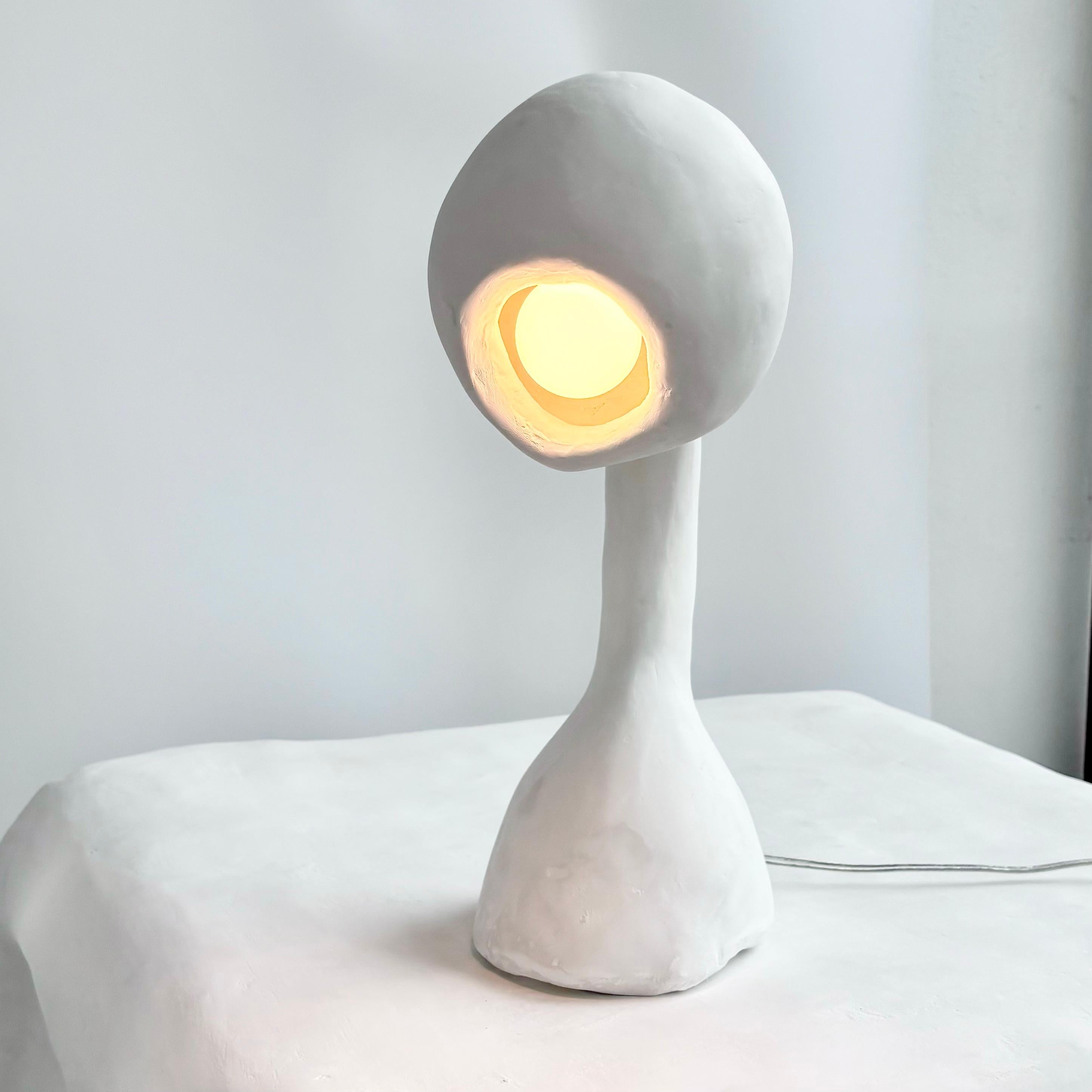 Organic Modern Biomorphic Line by Studio Chora, Task Table Lamp, White Lime Plaster, In Stock For Sale