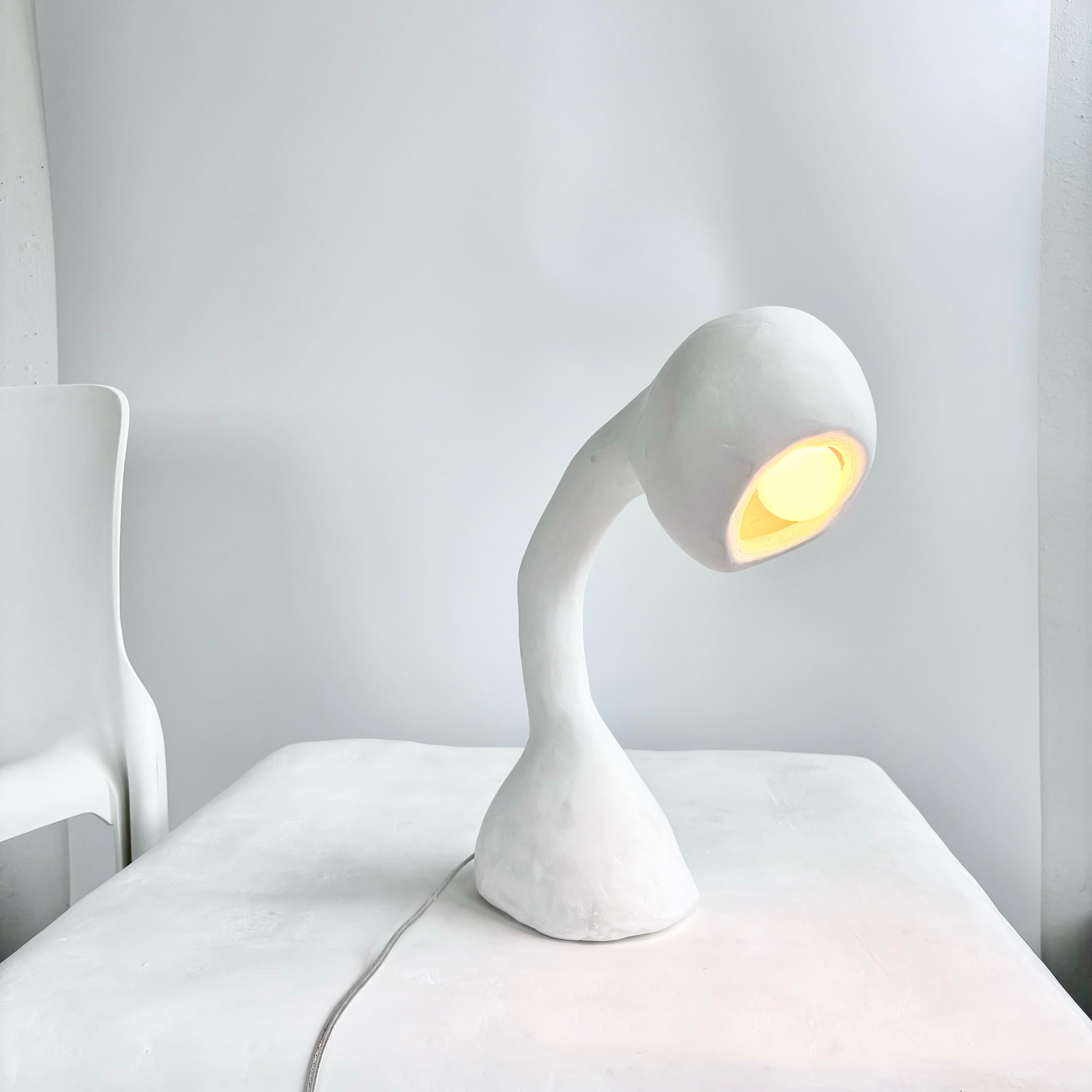 American Biomorphic Line by Studio Chora, Task Table Lamp, White Lime Plaster, In Stock For Sale