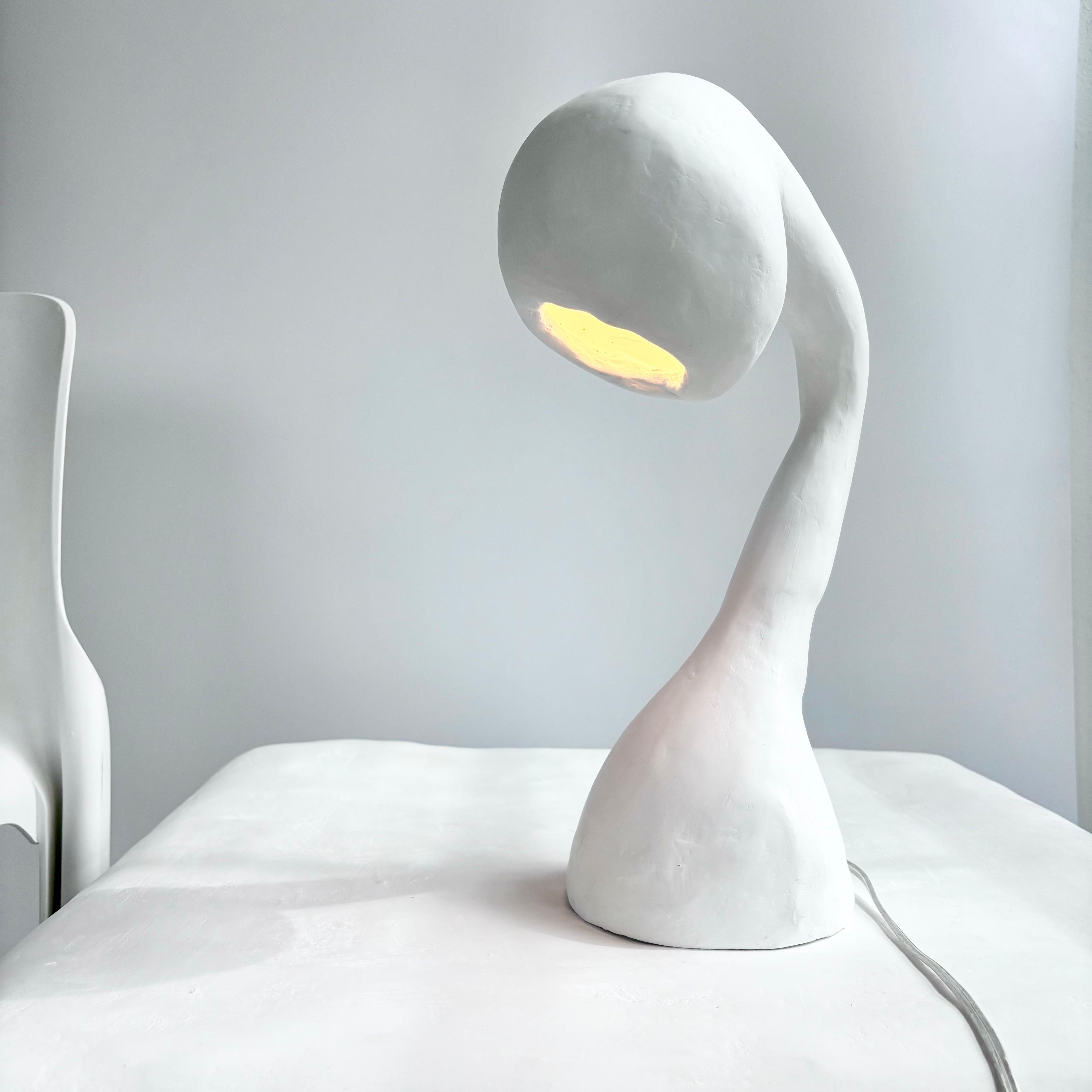 American Biomorphic Line by Studio Chora, Task Table Lamp, White Lime Plaster, In Stock