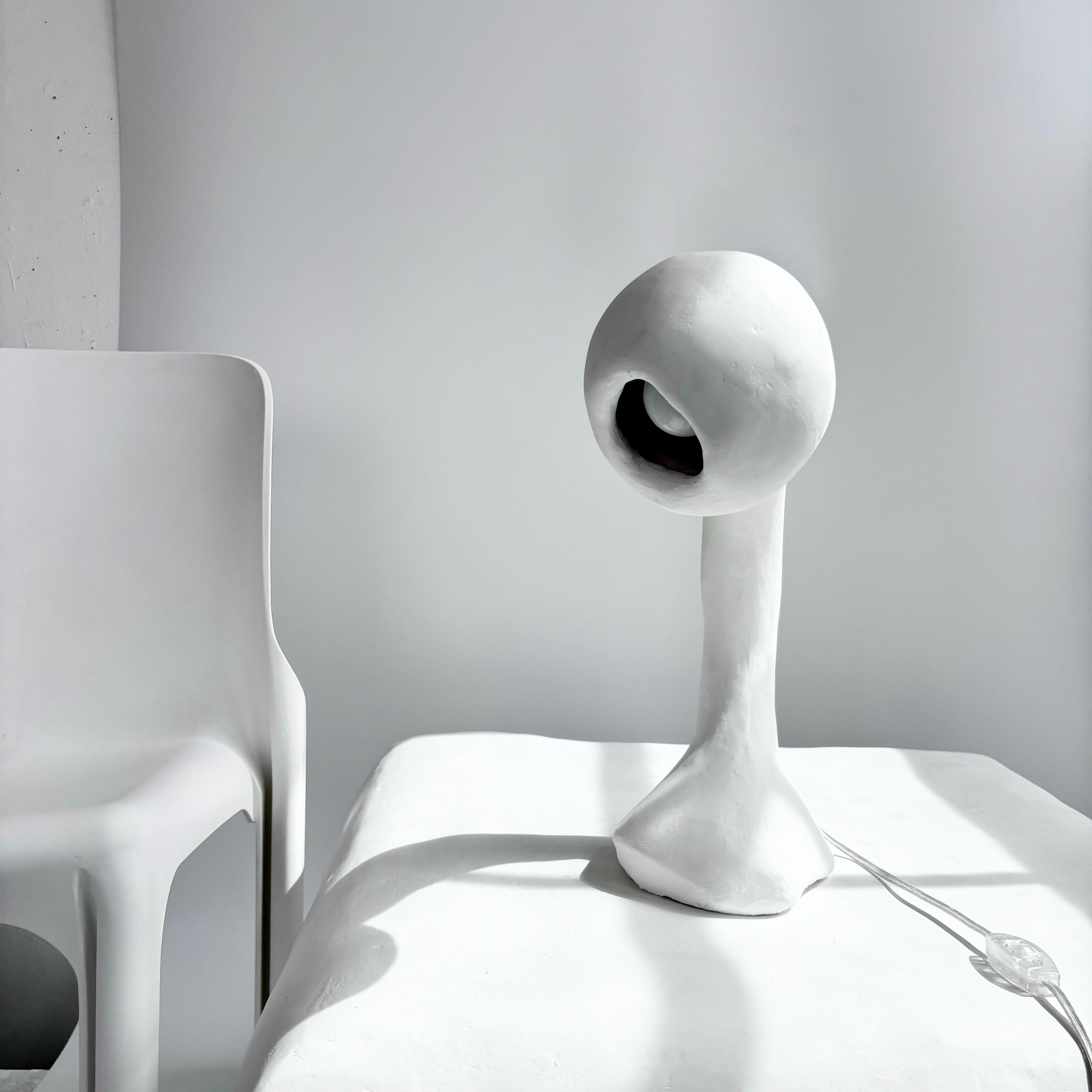 Biomorphic Line by Studio Chora, Task Table Lamp, White Lime Plaster, In Stock In New Condition For Sale In Albuquerque, NM