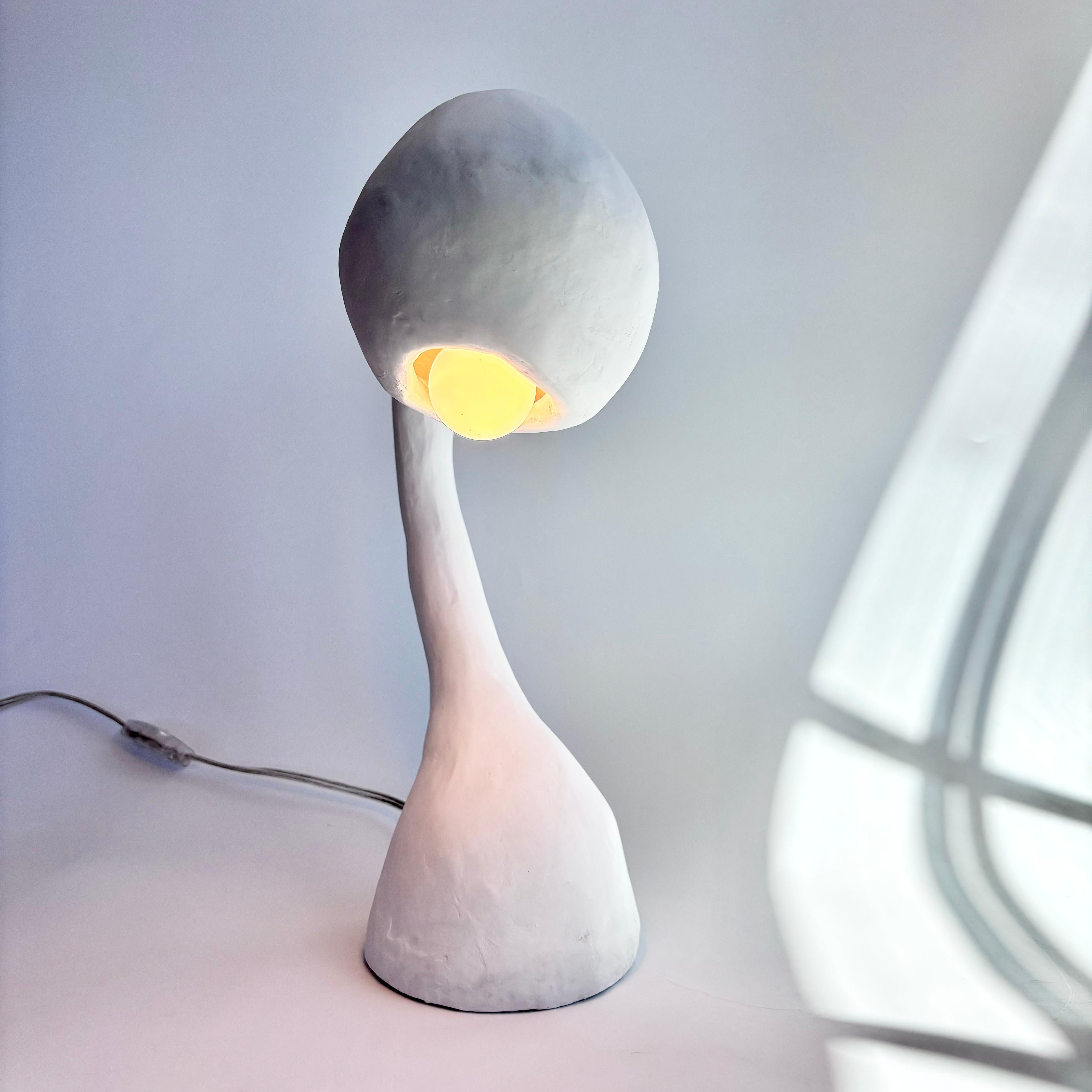 Biomorphic Line by Studio Chora, Task Table Lamp, White Lime Plaster, In Stock In New Condition For Sale In Albuquerque, NM