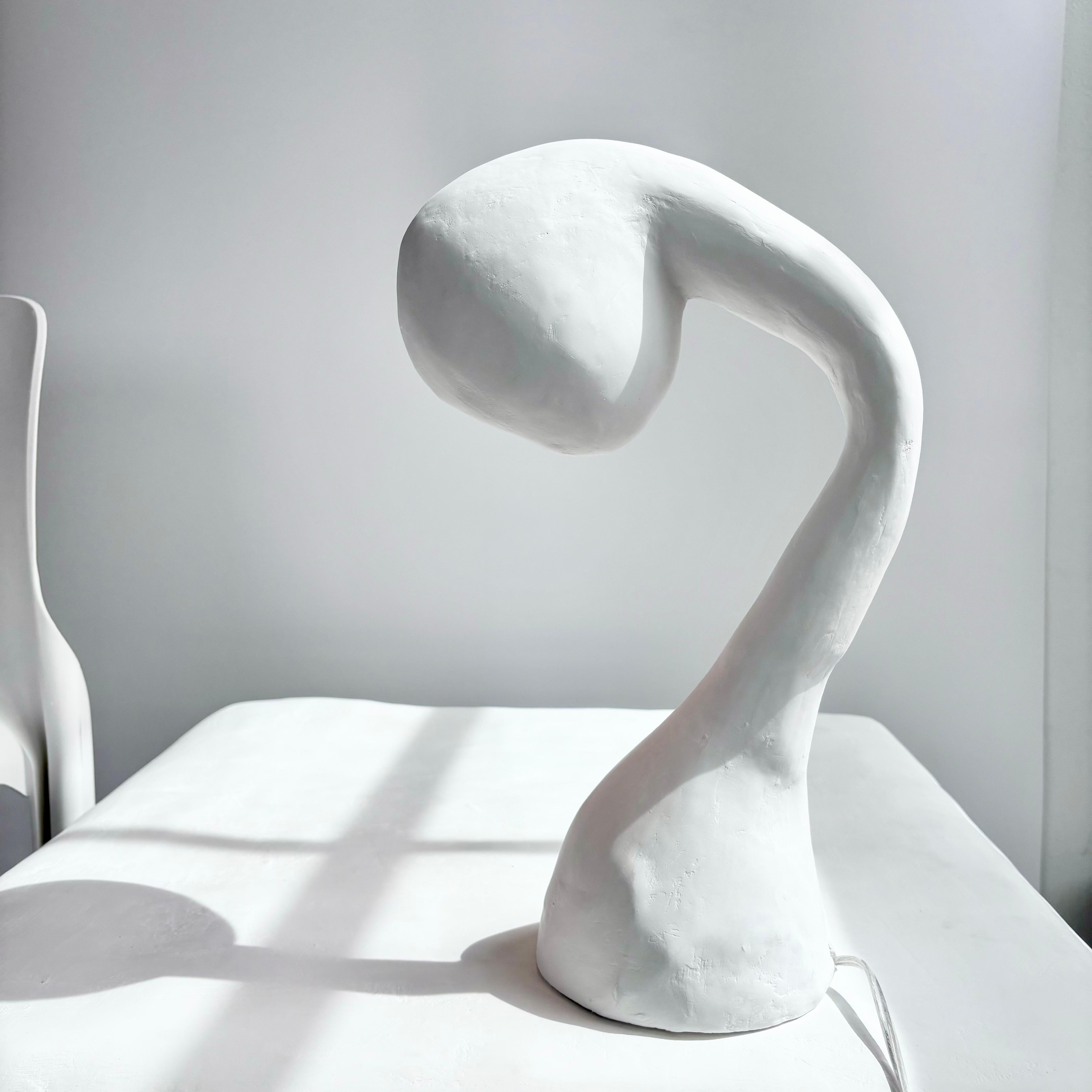 Biomorphic Line by Studio Chora, Task Table Lamp, White Lime Plaster, In Stock 2