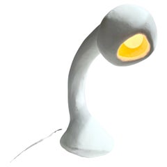 Antique Biomorphic Line by Studio Chora, Task Table Lamp, White Lime Plaster, In Stock