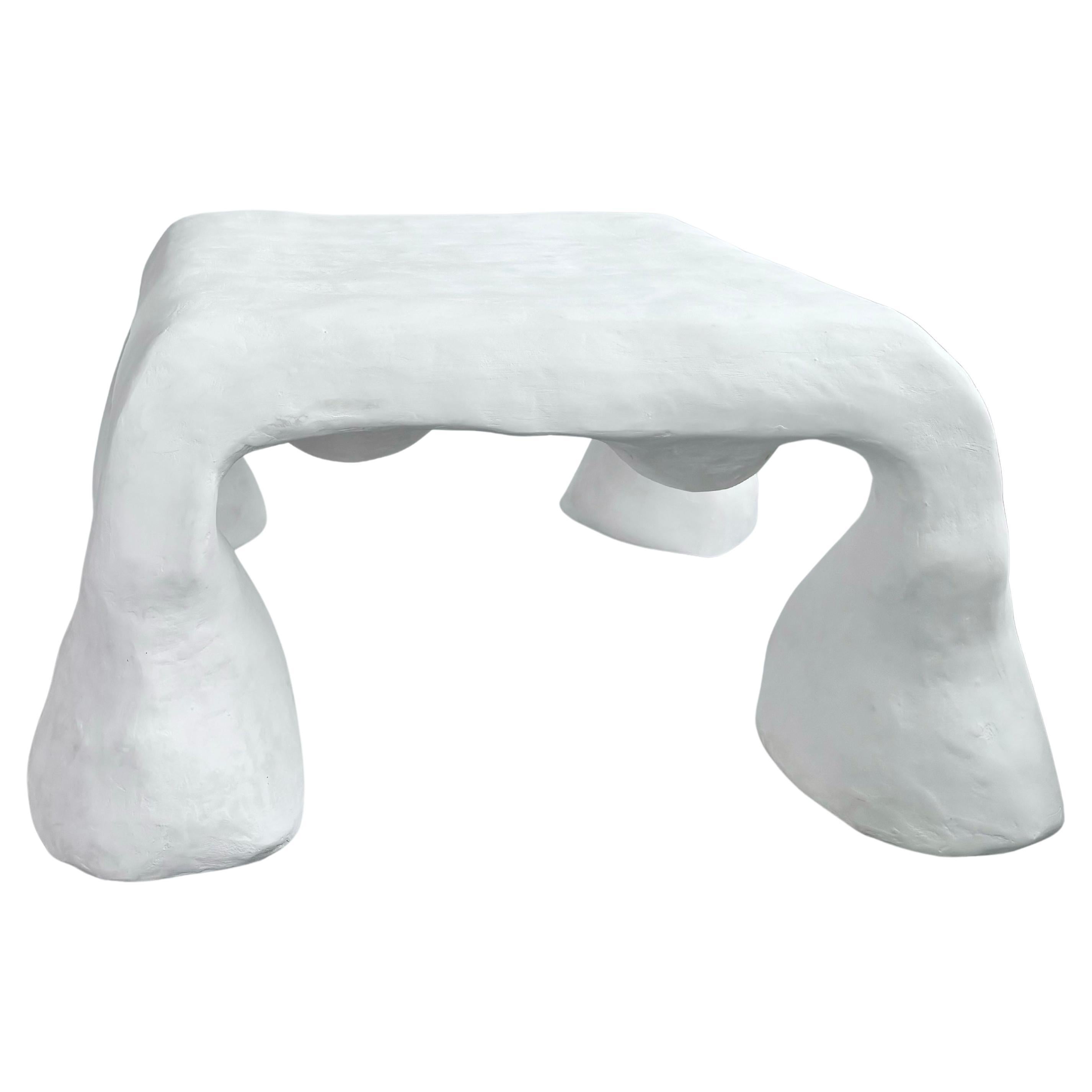 American Biomorphic Line by Studio Chora, White Coffee Table, Lime Plaster, In Stock For Sale
