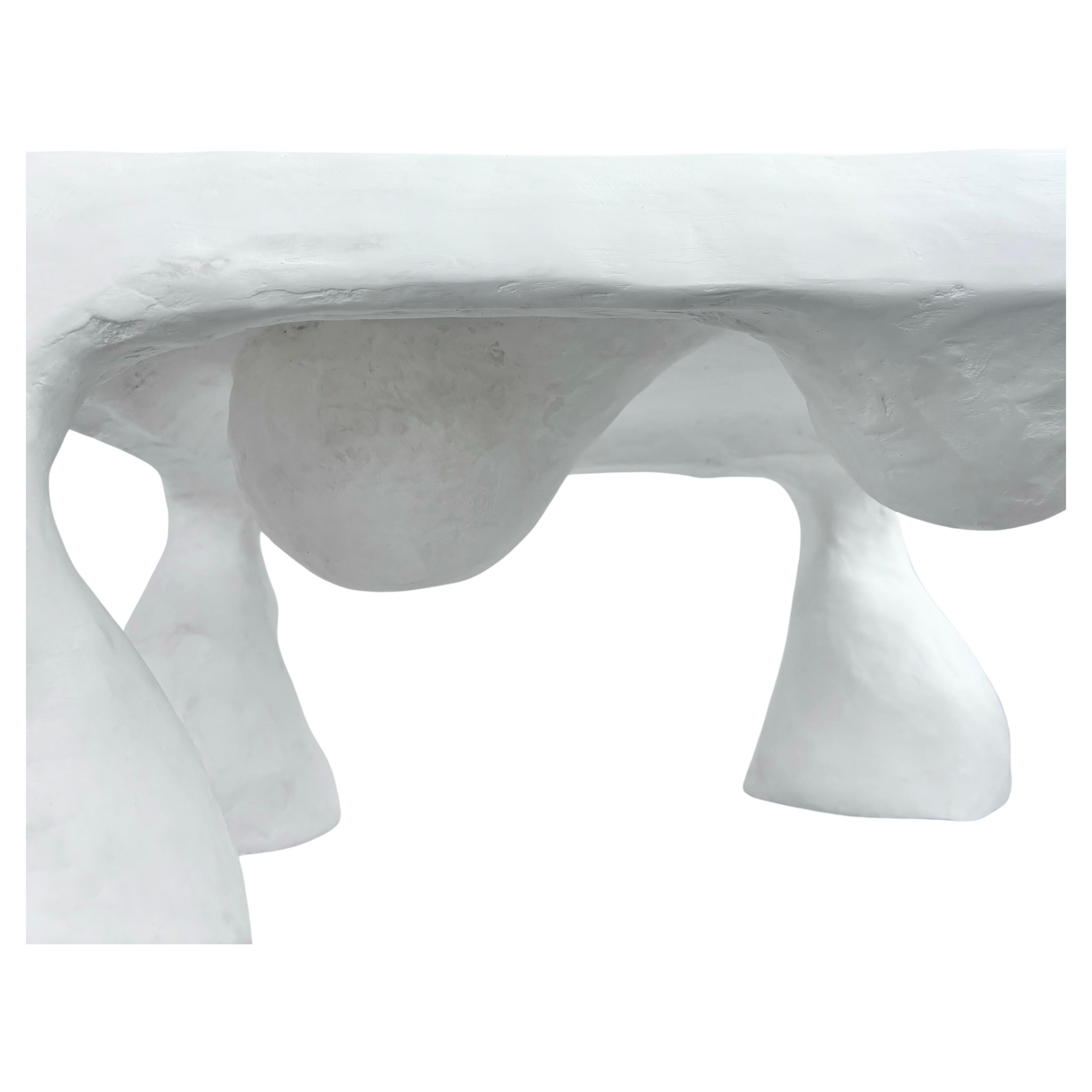 American Biomorphic Line by Studio Chora, White Coffee Table, Lime Plaster, In Stock For Sale