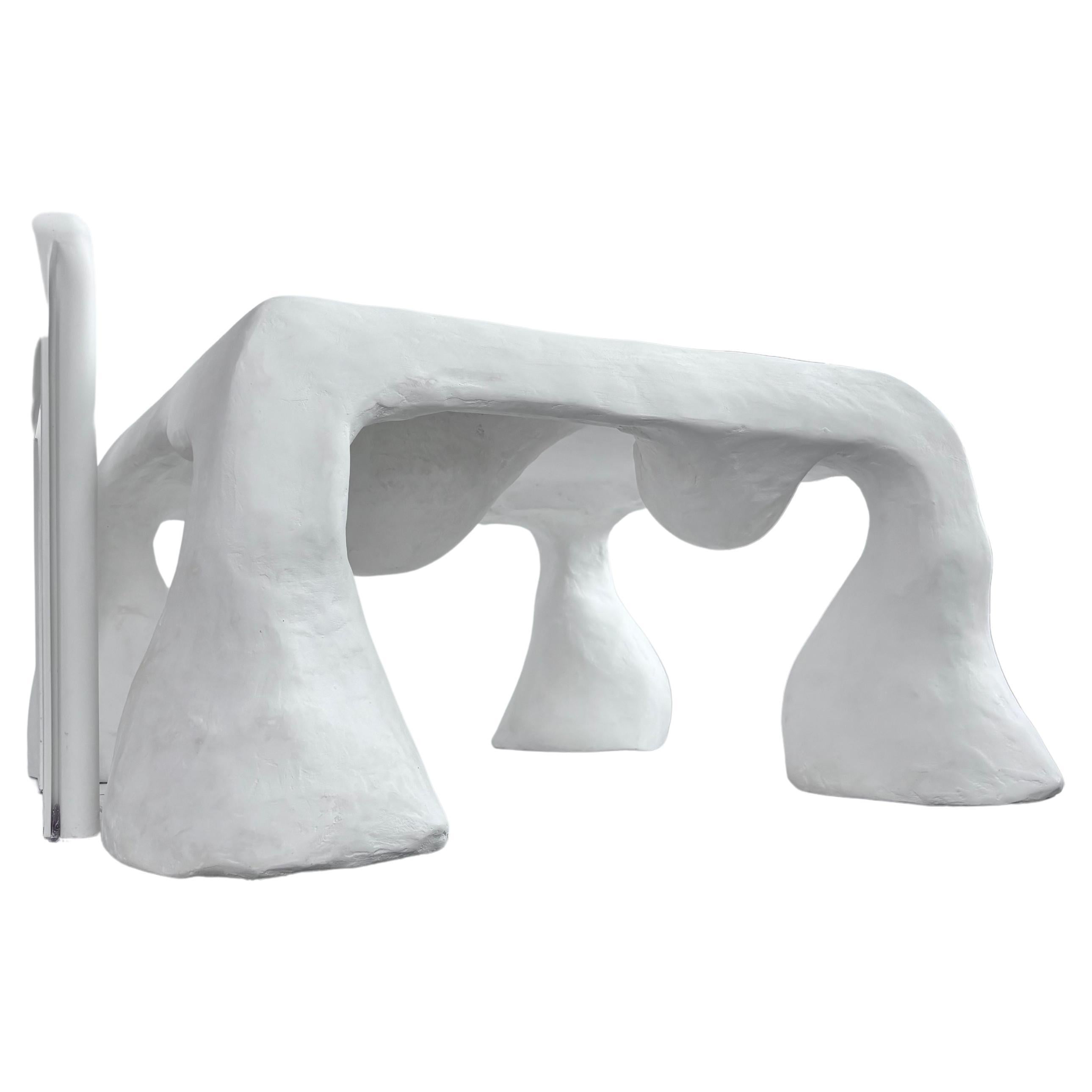Biomorphic Line by Studio Chora, White Coffee Table, Lime Plaster, In Stock In New Condition For Sale In Albuquerque, NM
