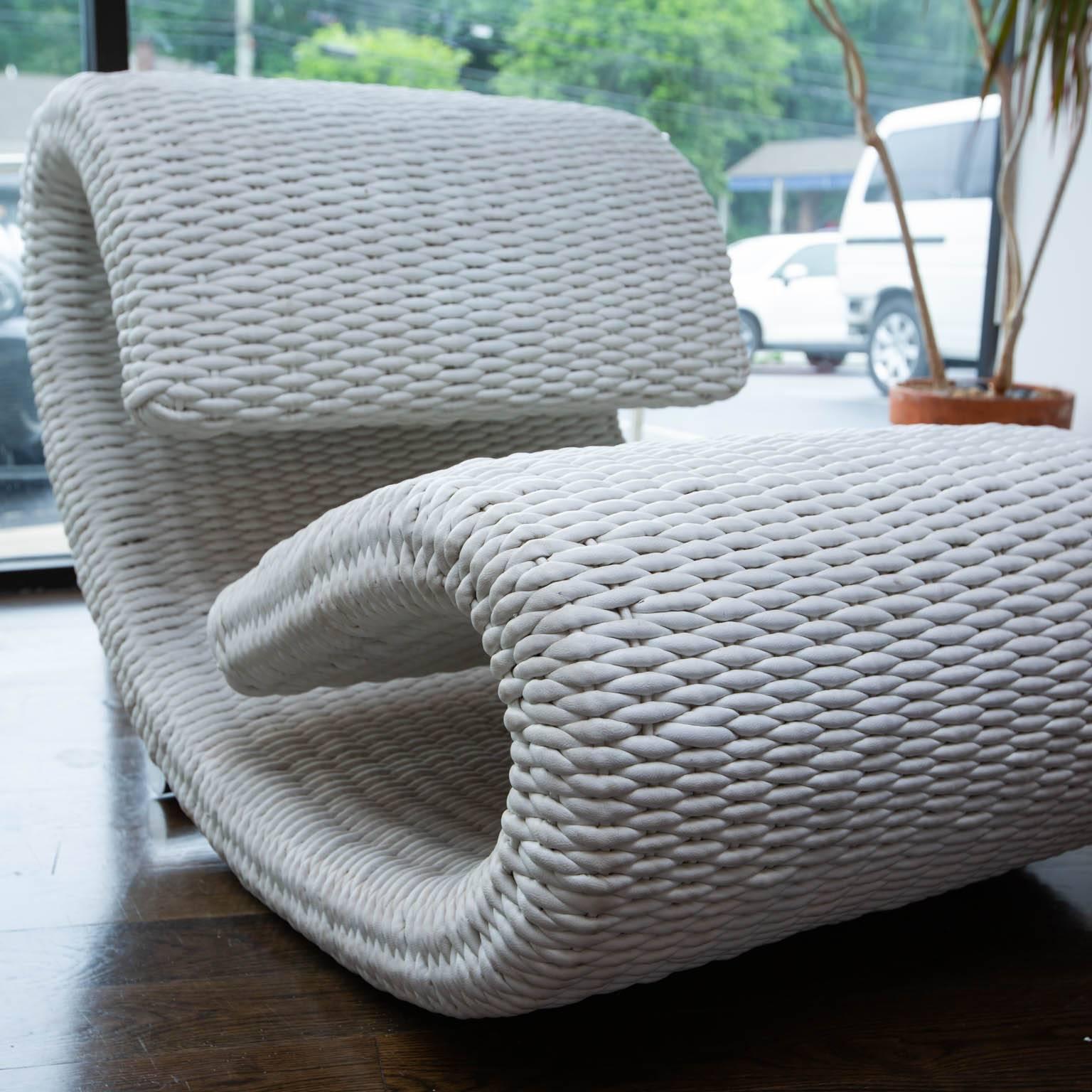 Biomorphic Lounge Chairs in Woven Leather 3