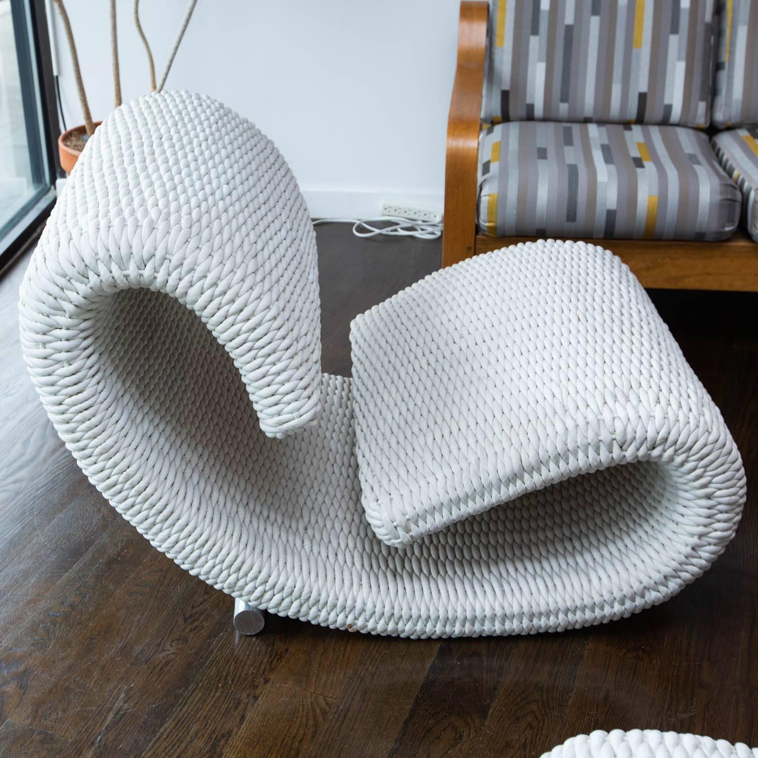 Biomorphic Lounge Chairs in Woven Leather 2
