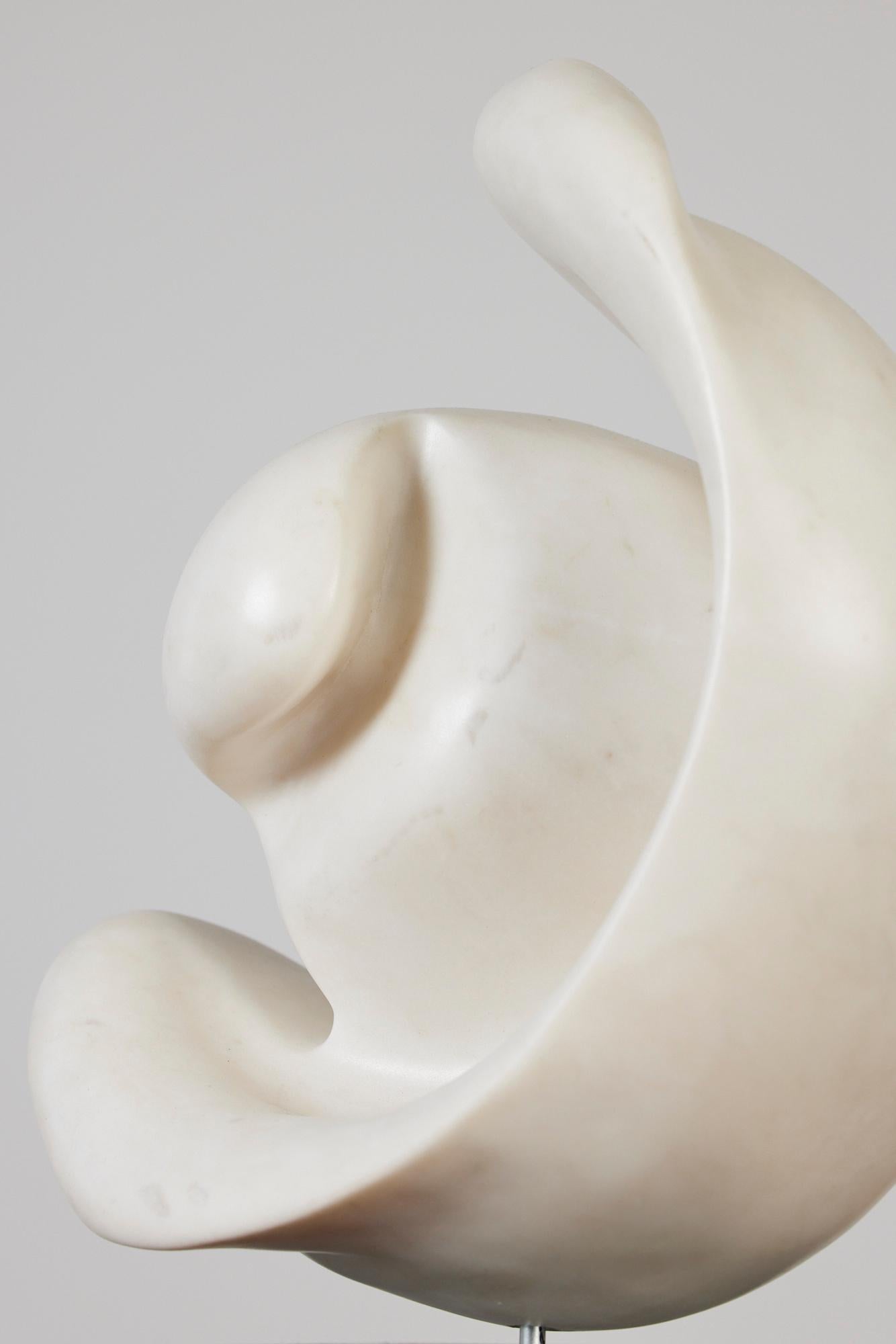 Biomorphic Marble Sculpture with Granite Base 1
