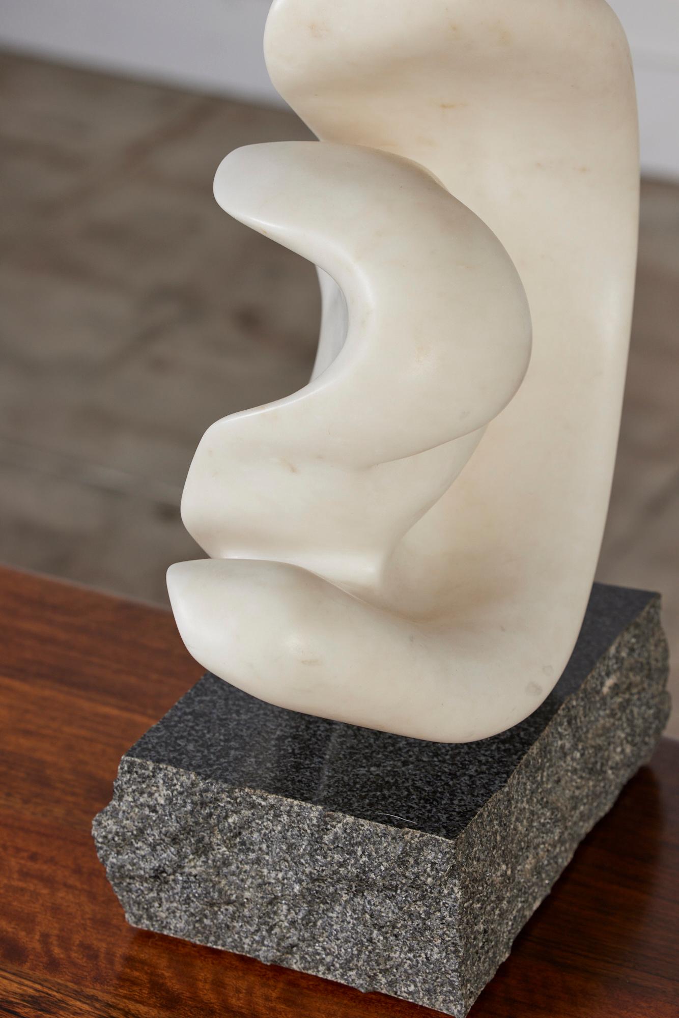 Mid-Century Modern Biomorphic Marble Sculpture with Granite Base